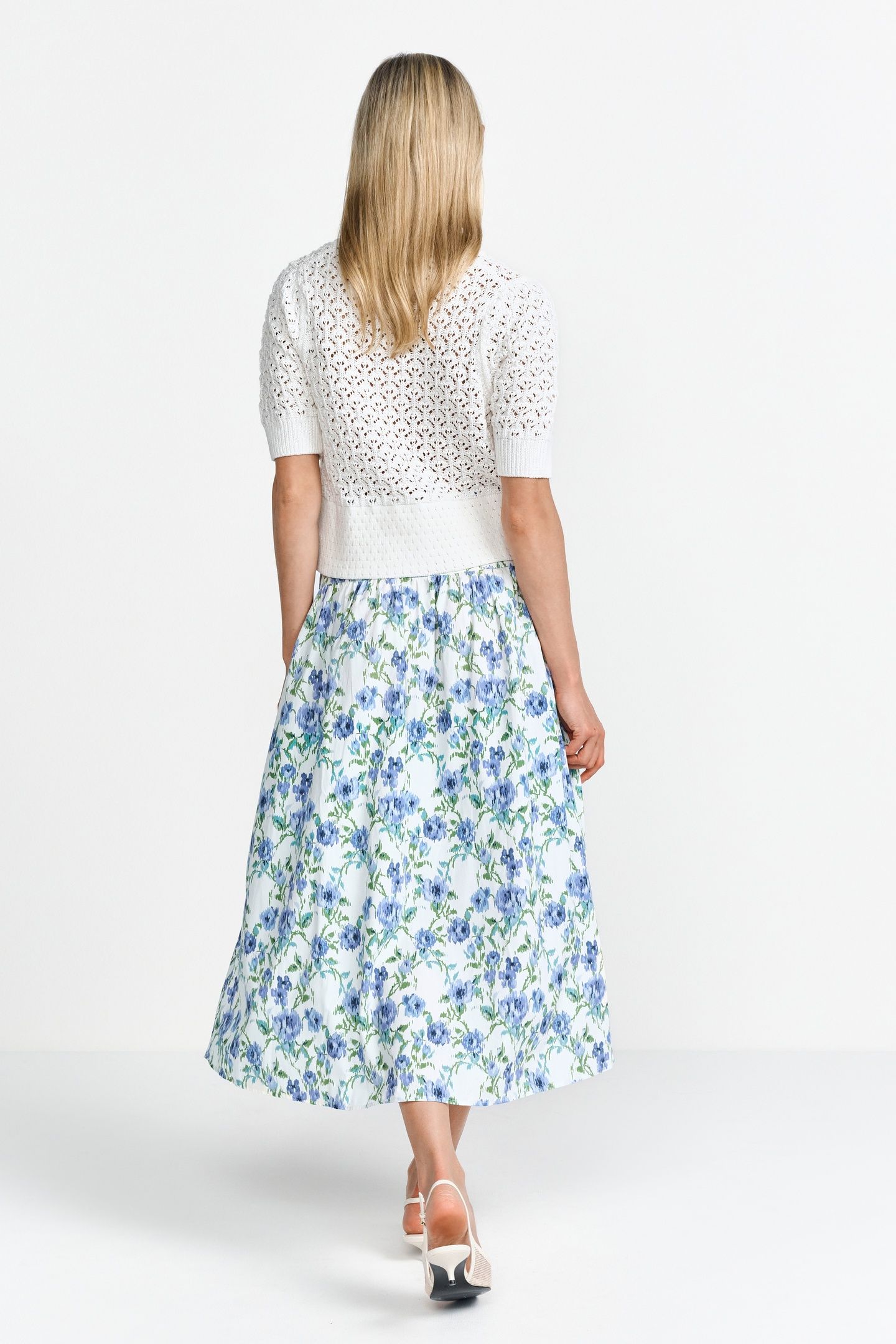PRINTED COTTON MIDI SKIRT PALACE BLUE 3