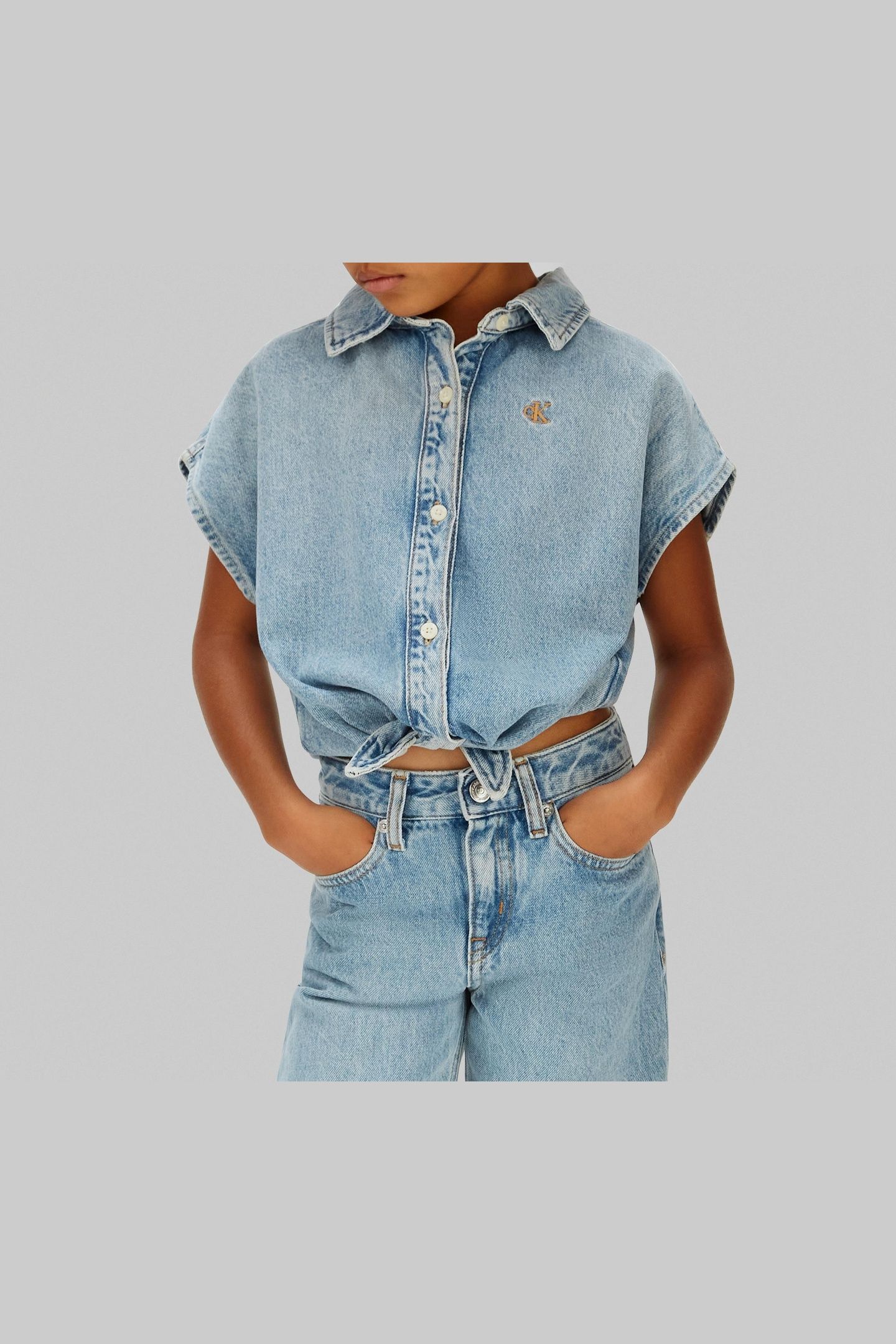 GIRLS DENIM DOLMAN SS SHIRT DANTE WASH 2