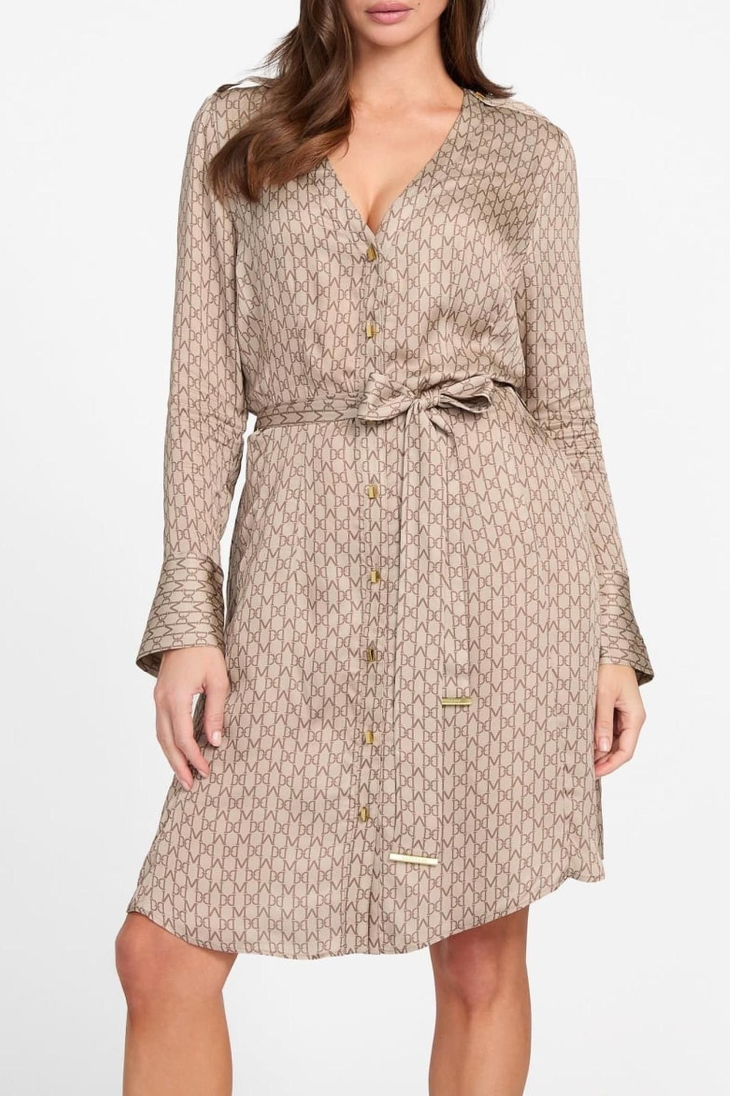 BRITNEY LS SHORT DRESS MONOGRAM COMBO VELVE 1
