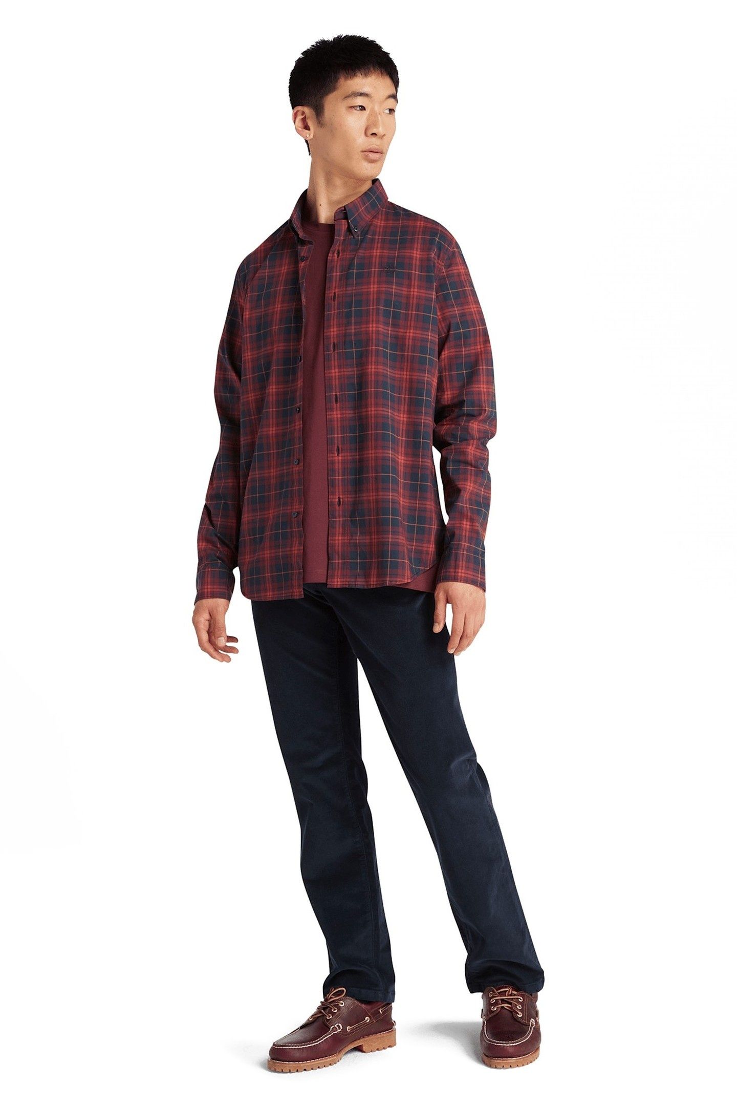 LS STRETCH POPLIN TARTAN SHIRT SLIM PORT ROYALE YD 1