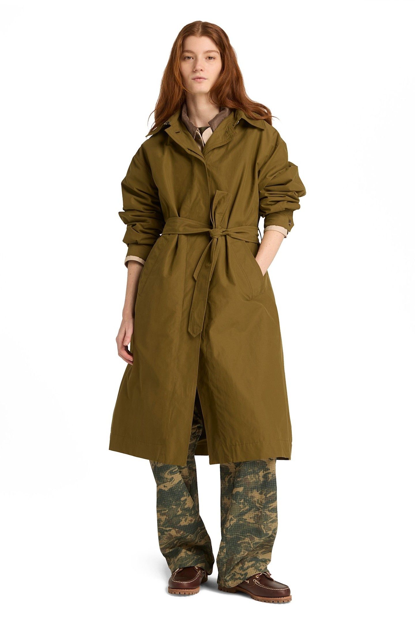 WATER REPELLENT LONG MAC COAT OLIVE 1