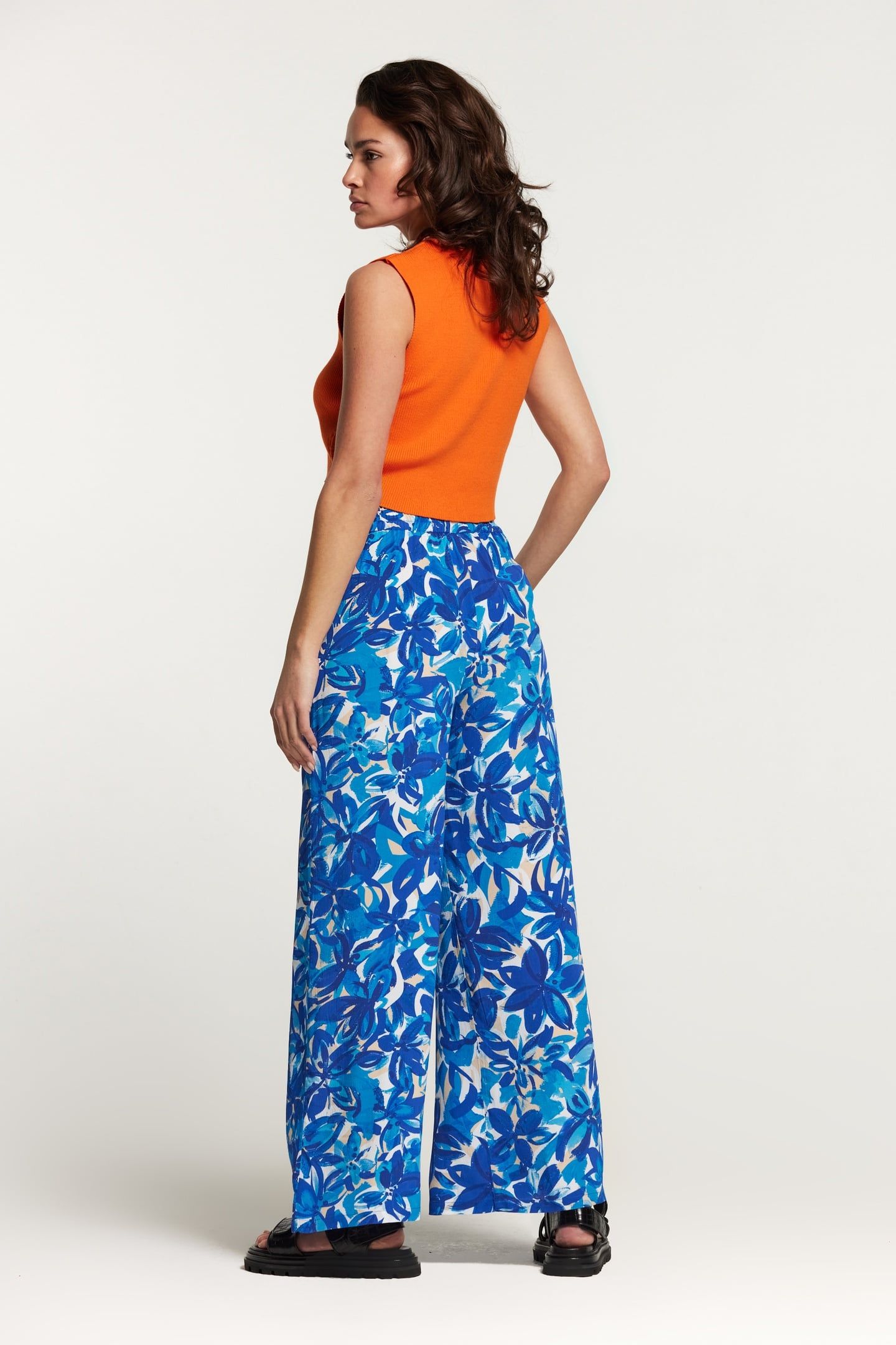 TOBAGO TROUSERS PAINTED FLOWER SPORTS BLUE 6
