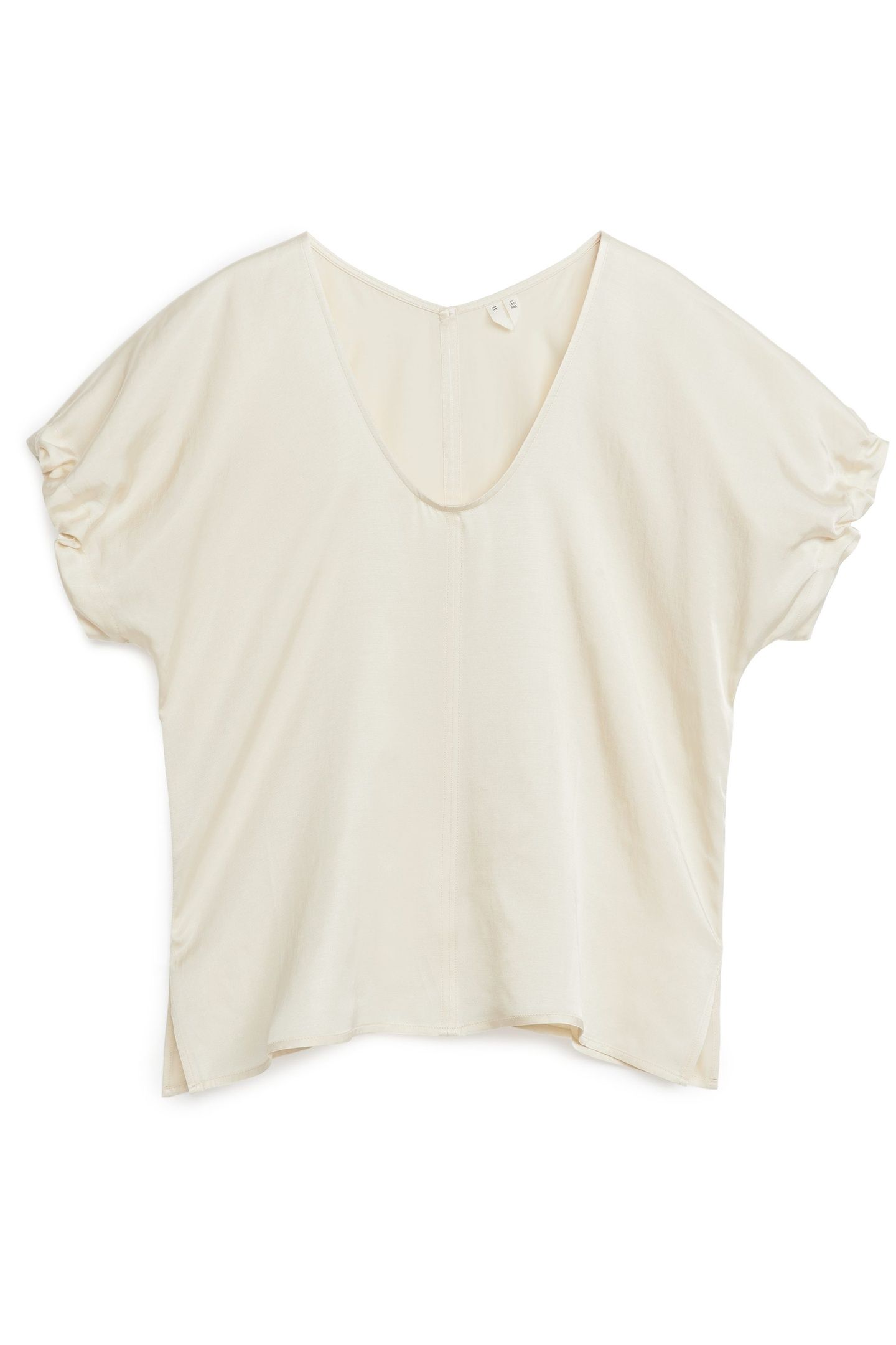 GARGANA GATHERED SLEEVE TOP BEIGE 3