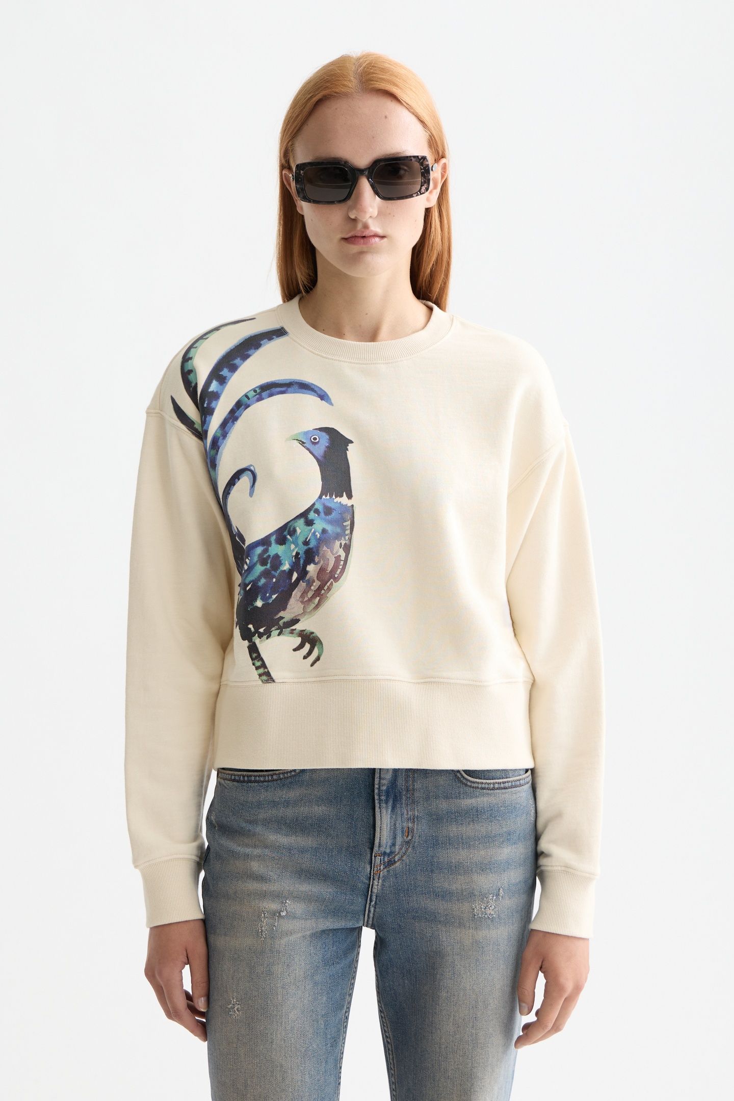 WASHED ARTWORK LOOSE FIT SWEATER EGGNOG 1