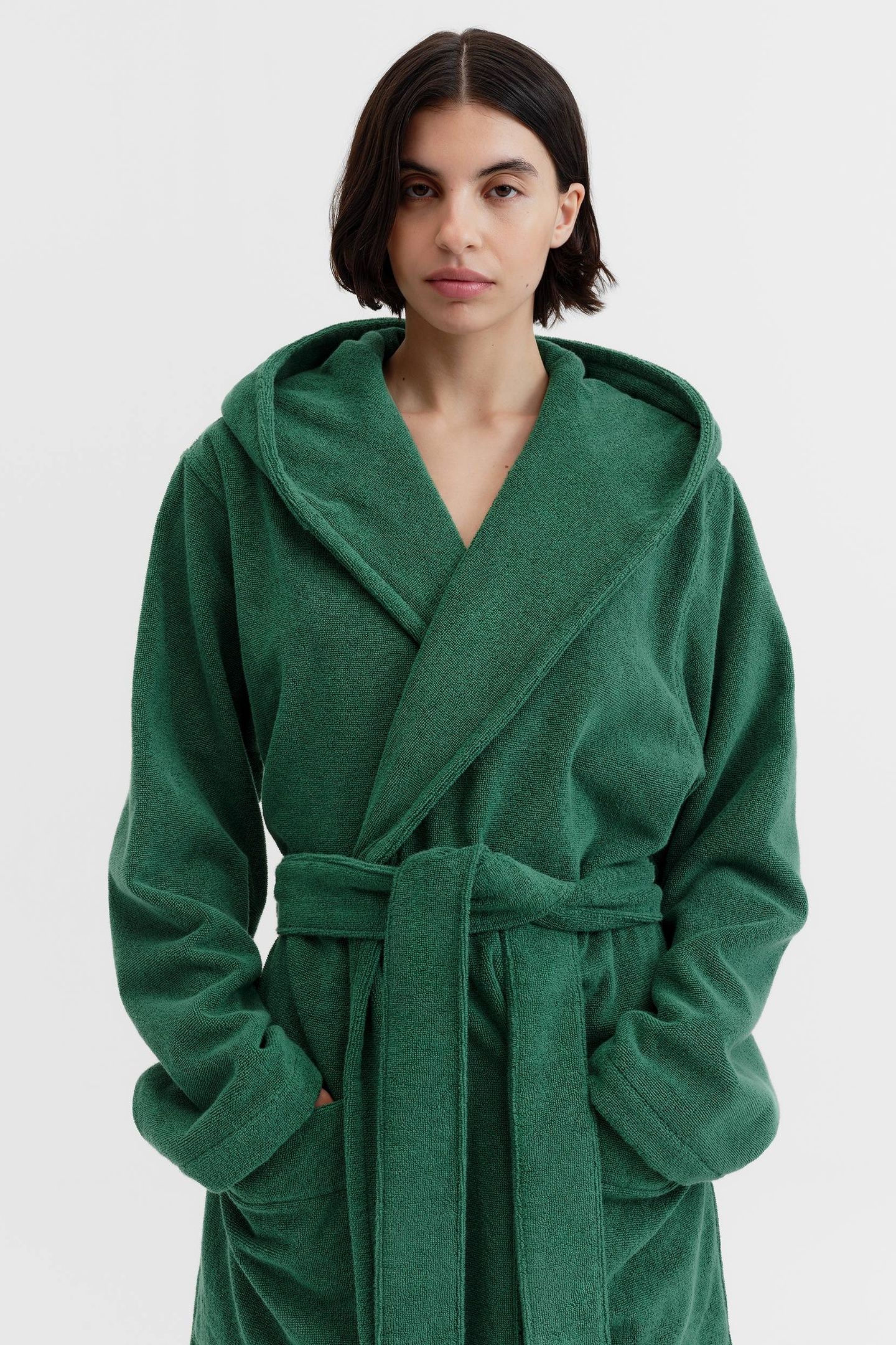 UNISEX HOODED BATHROBE TEAL GREEN 2