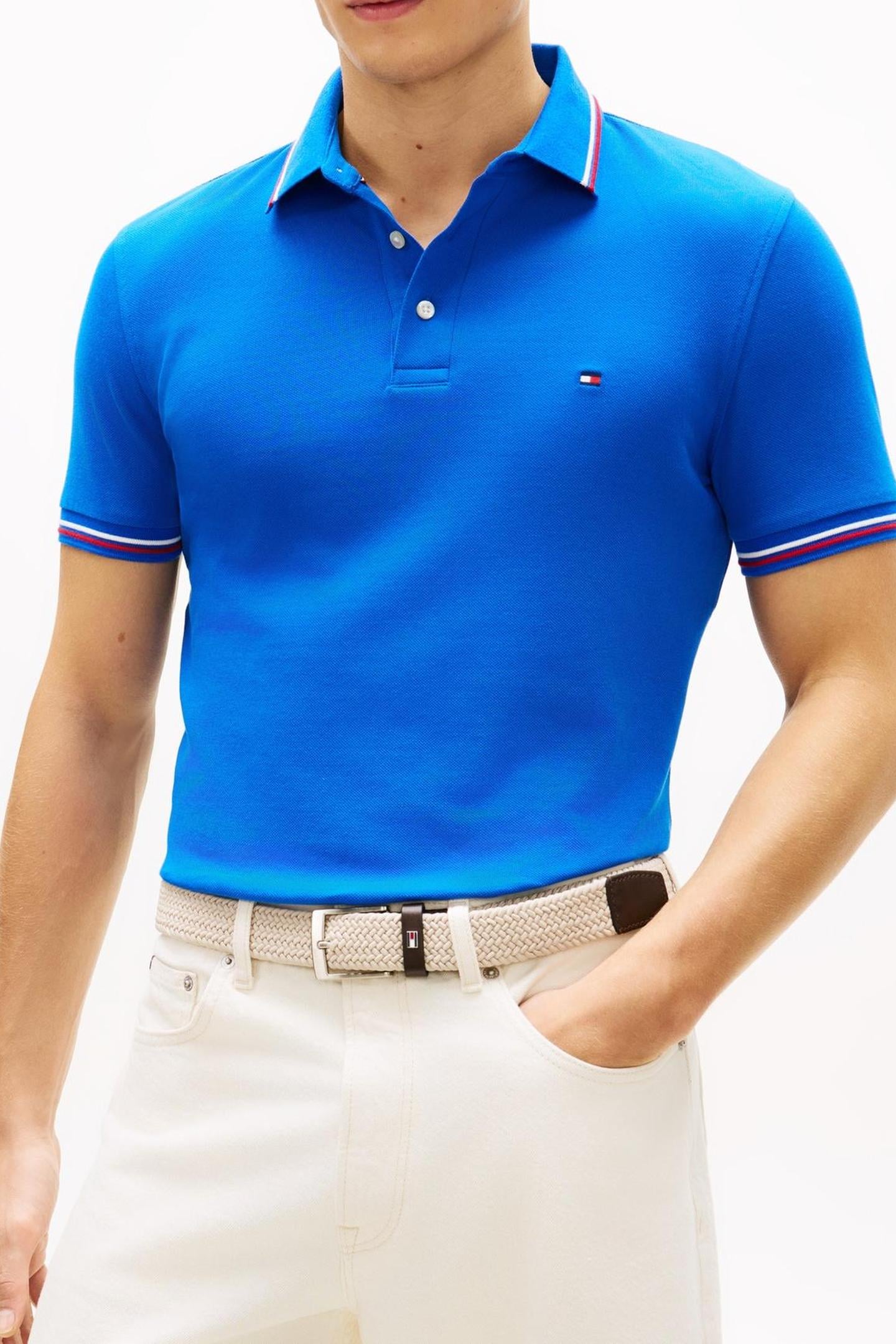 TIPPED SLIM FIT POLO REGAL BLUE 1