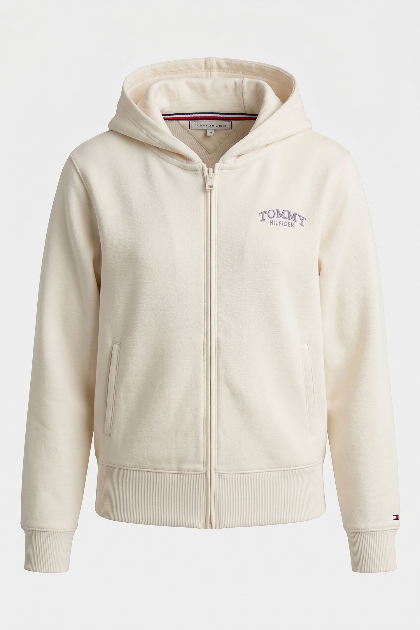 GIRLS HIGH RIB HEM ZIP THROUGH HOODIE ANCIENT WHITE 2