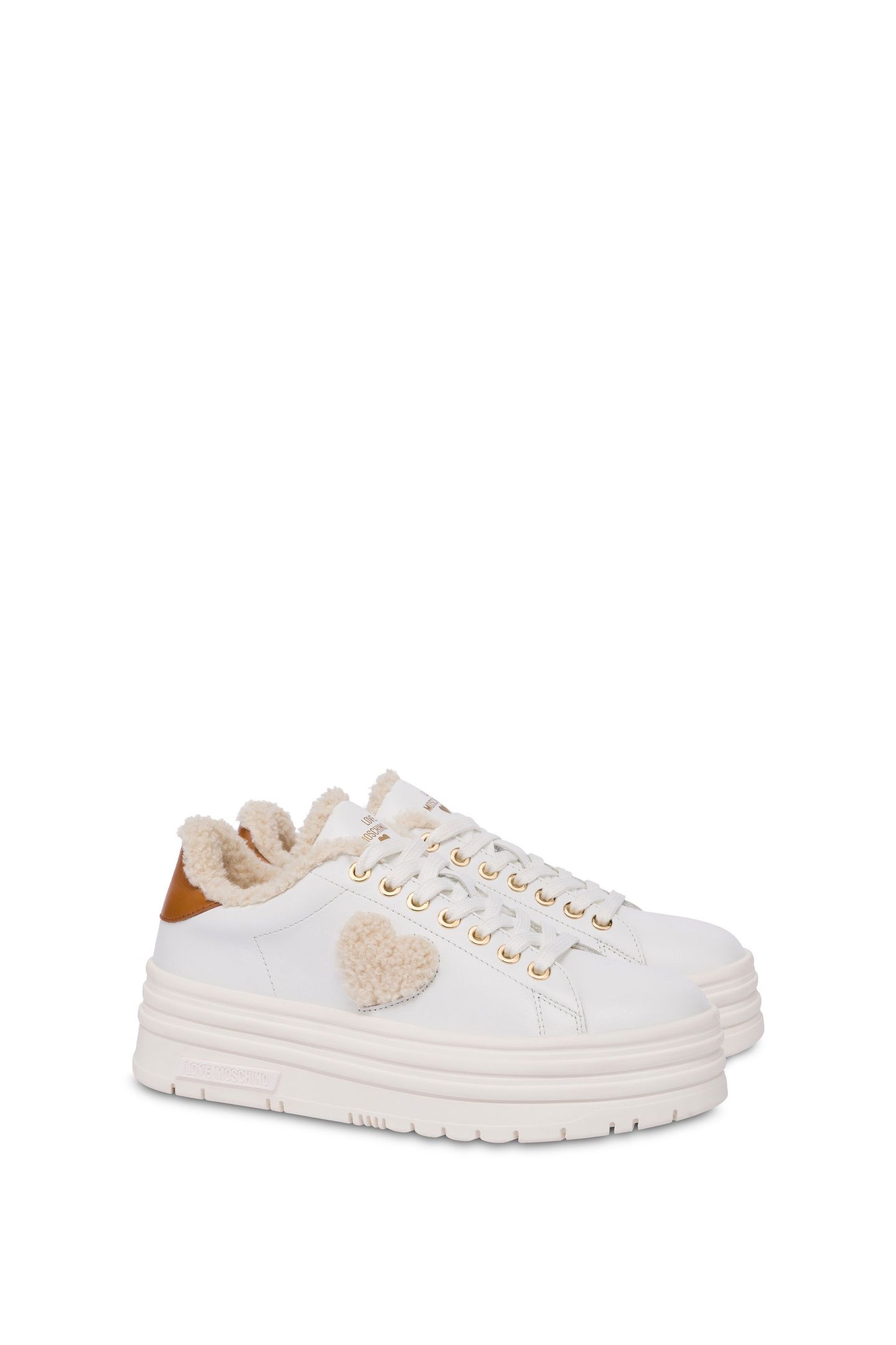 CALFSKIN SNEAKERS WITH MULTILAYER HEART WHITE 3