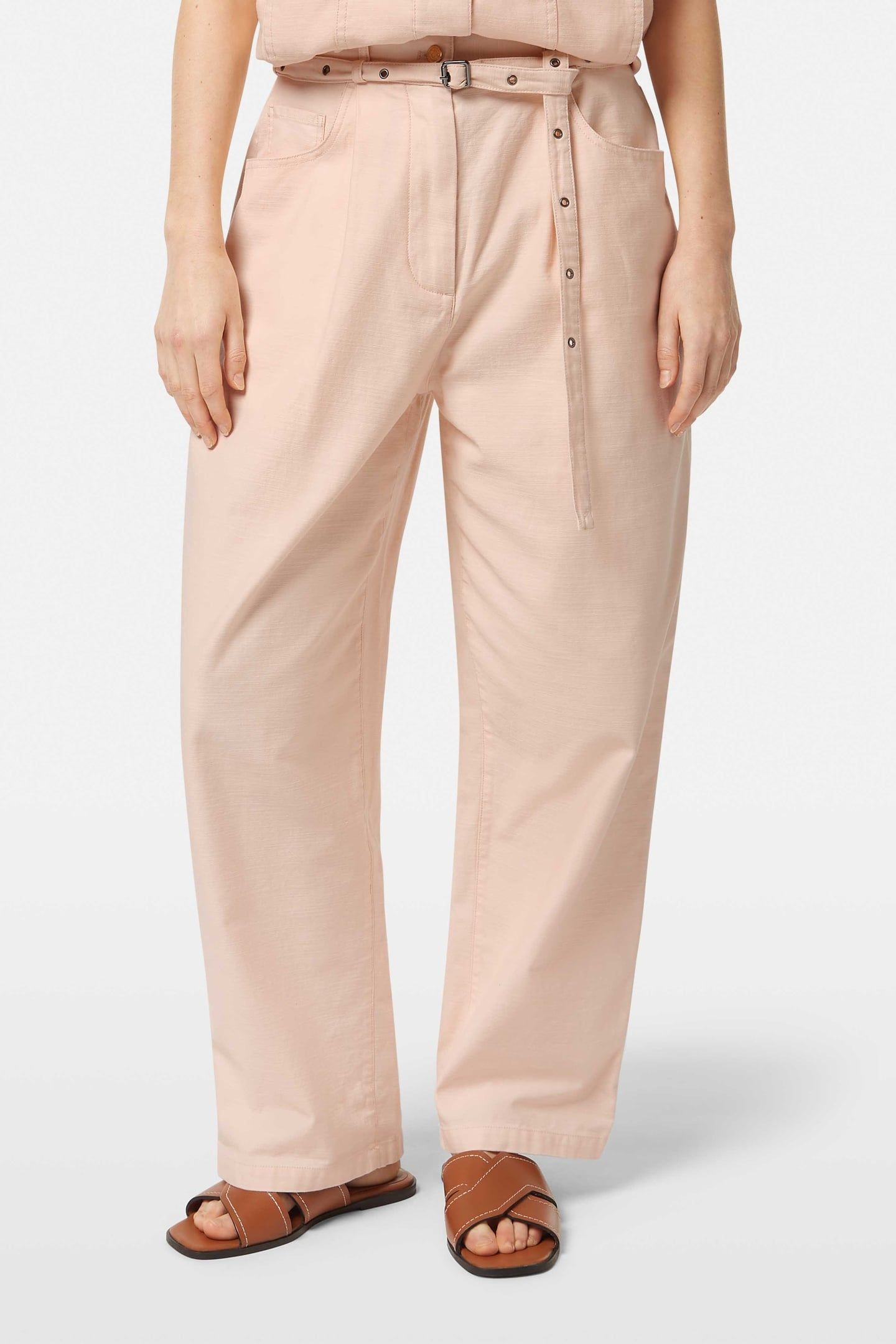ASTER HIGH RISE WIDE LEG COTTON PANT POWDERED PEACH 1