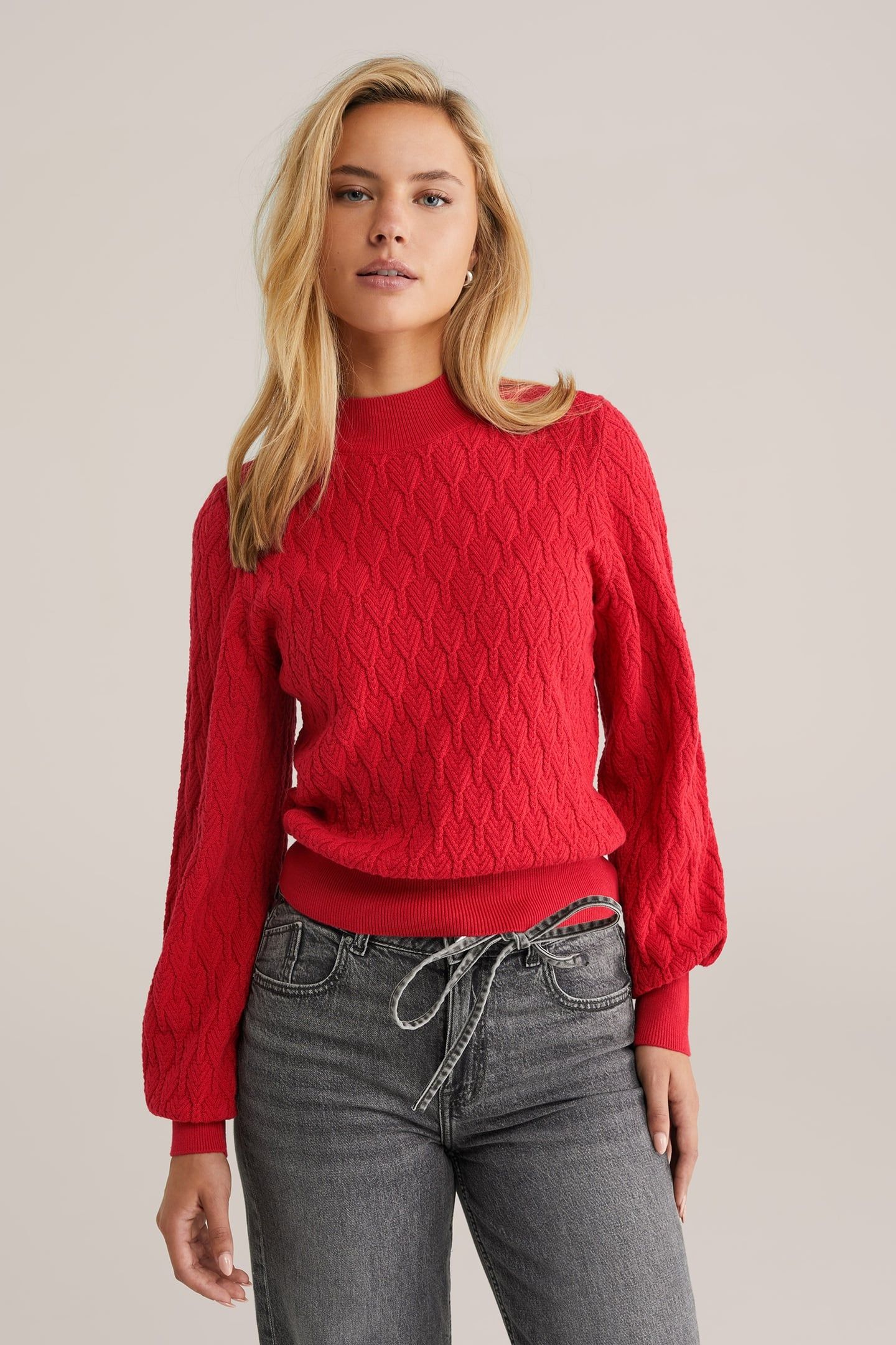 KNITTED PULLOVER FIRE RED 1