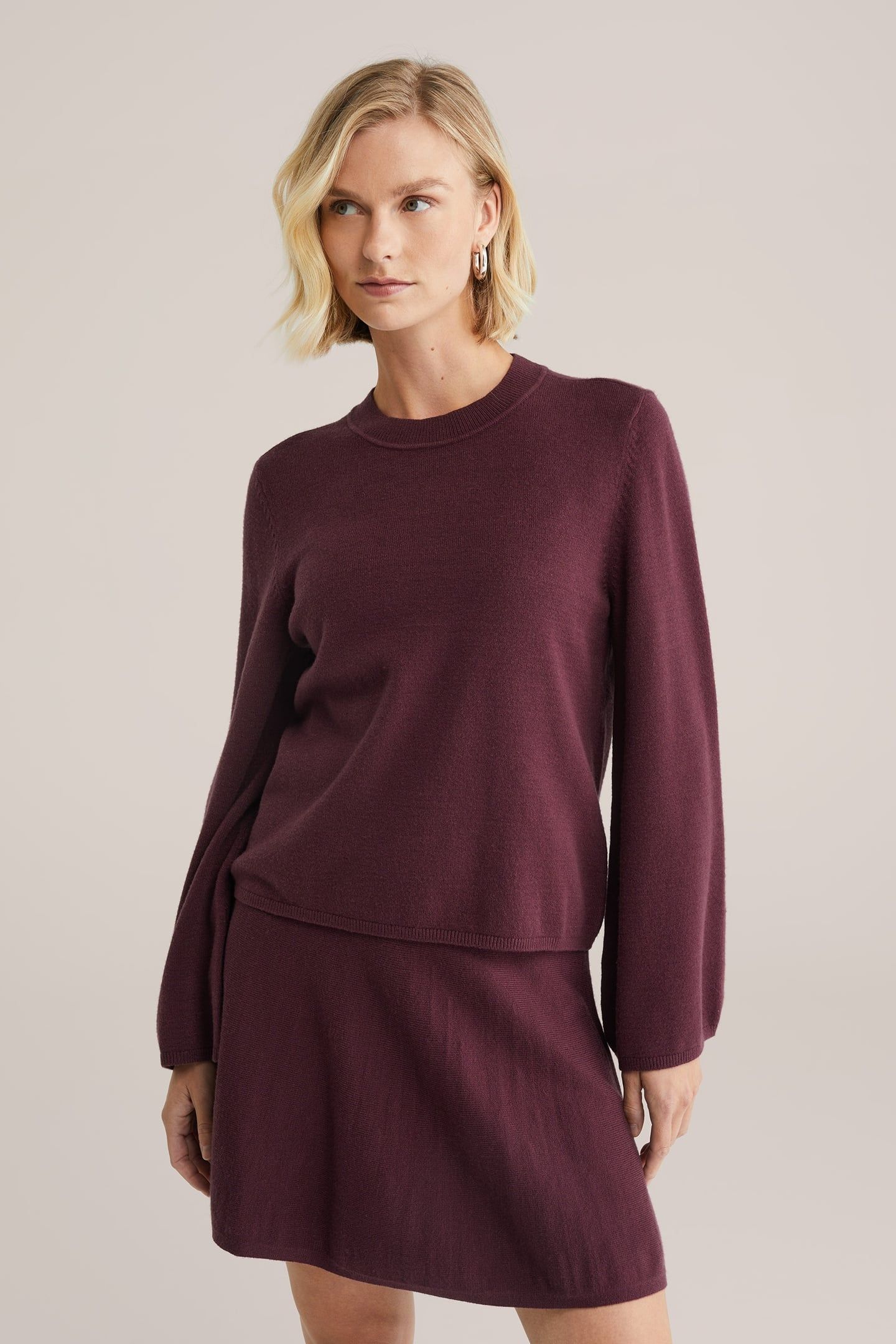 KNITTED PULLOVER AUBERGINE 1