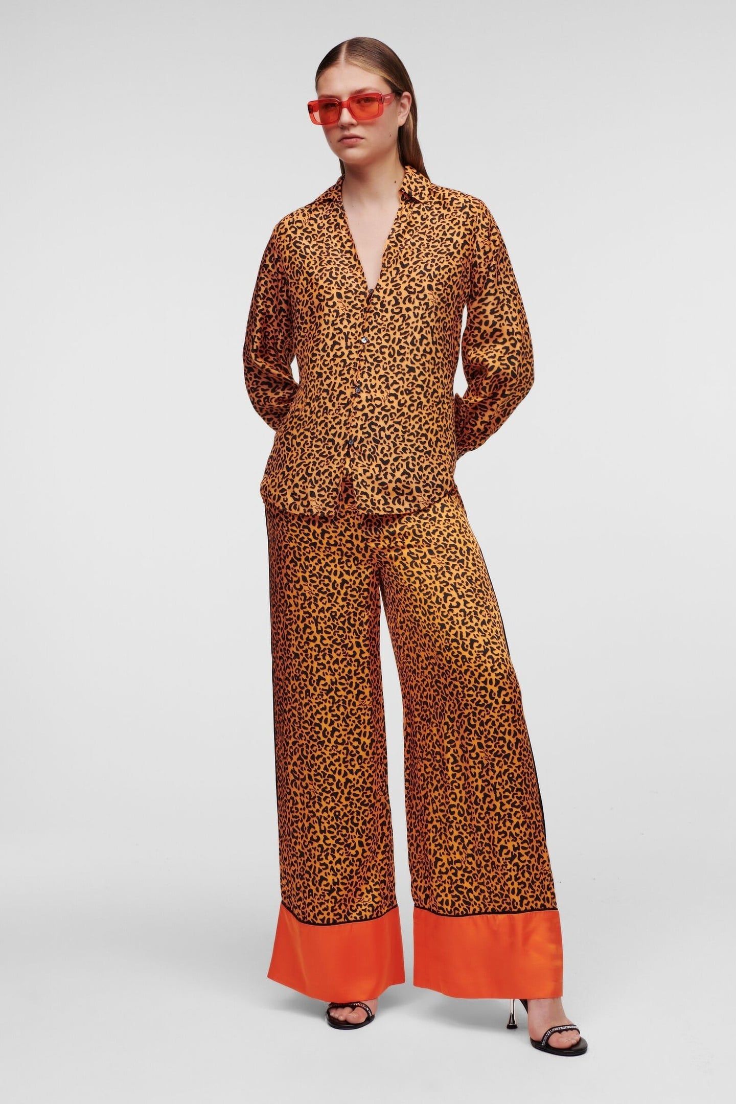 LEO PRINTED WIDELEG PANTS KARL LEOPARD ORANGE 1