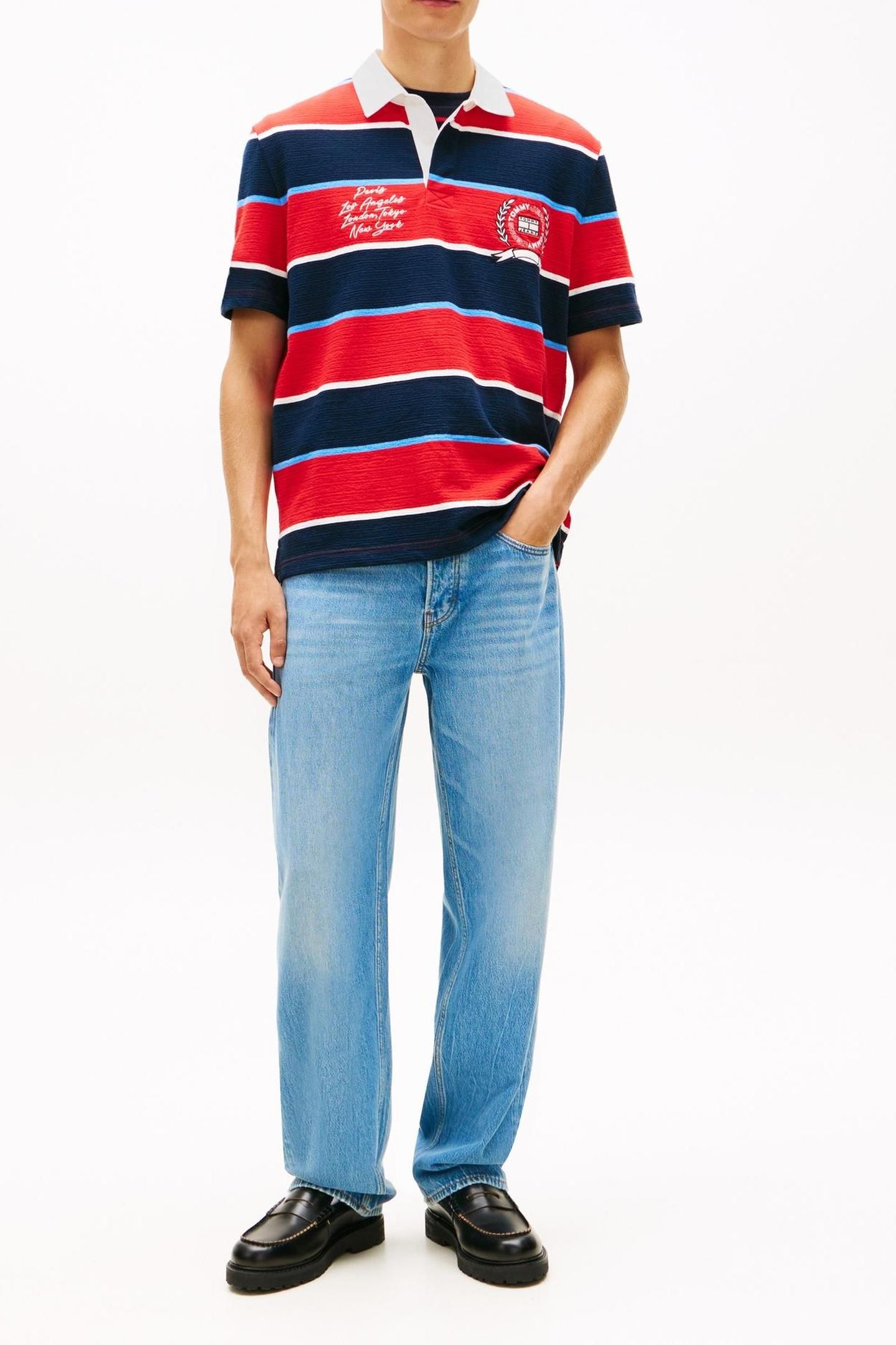 TJM RELAXED SS STRIPE POLO RAPID RED STRIPE 2