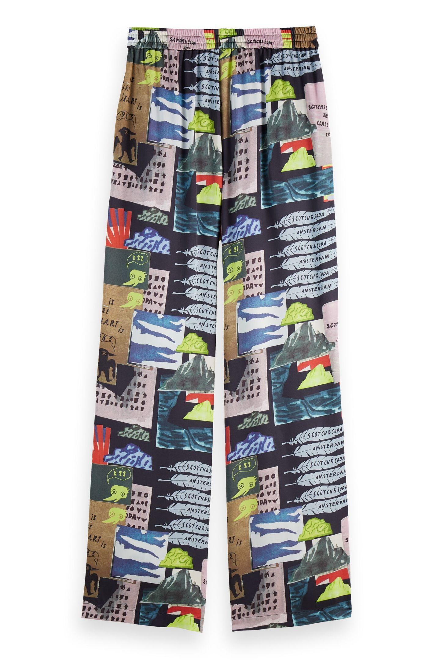 GIA - MID RISE WIDE LEG ELASTICATED TROUSERS ART DEPT COLLAG 3