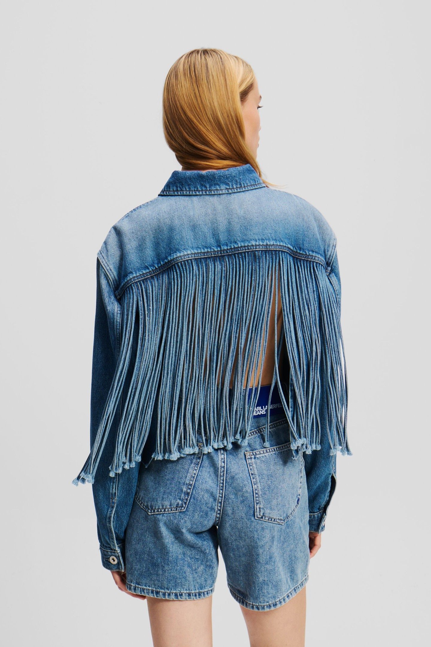 RELAXED FRINGED DENIM JKT STONE WASHED MID BLUE 2