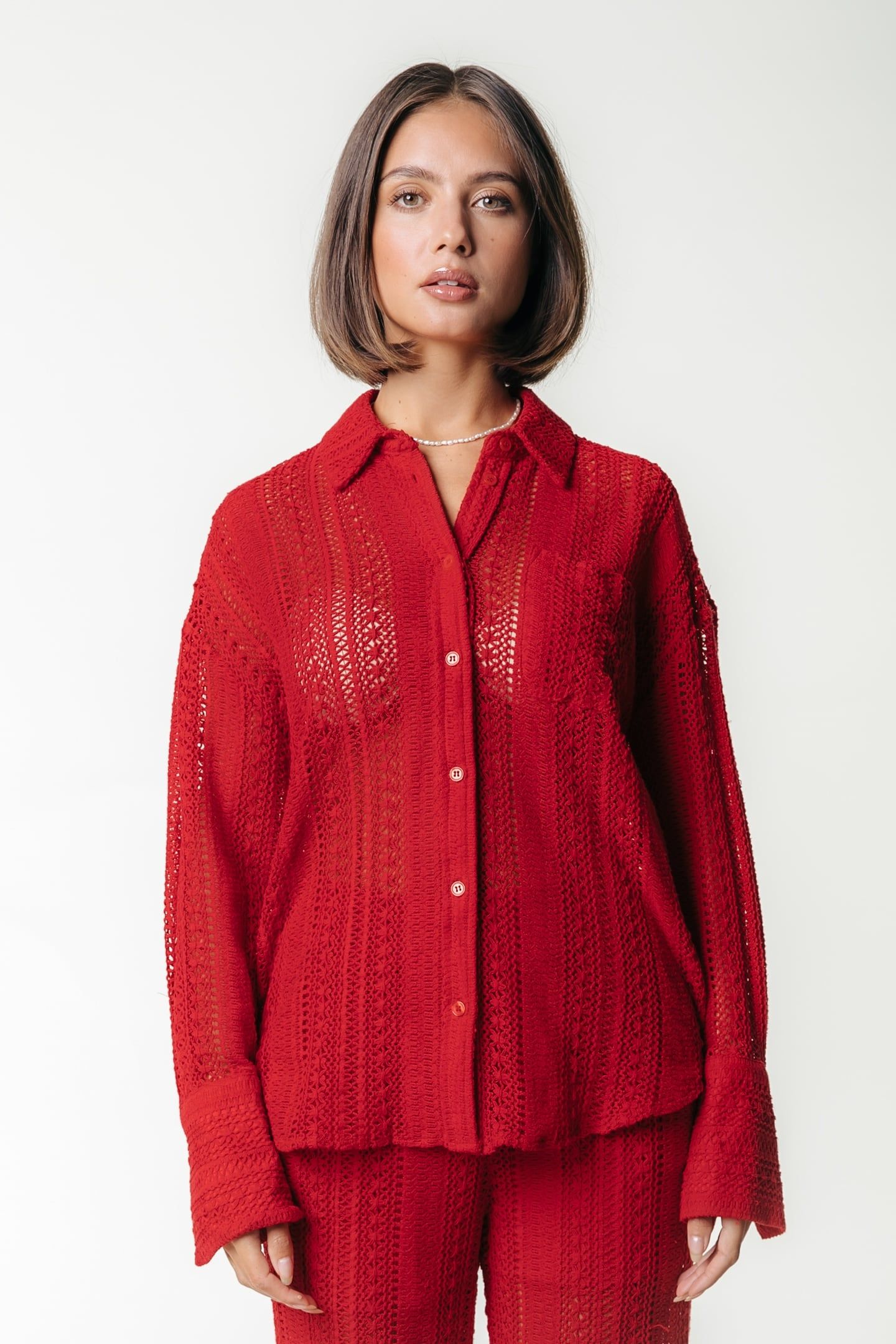 TALIA CROCHET BLOUSE POPPY RED 1