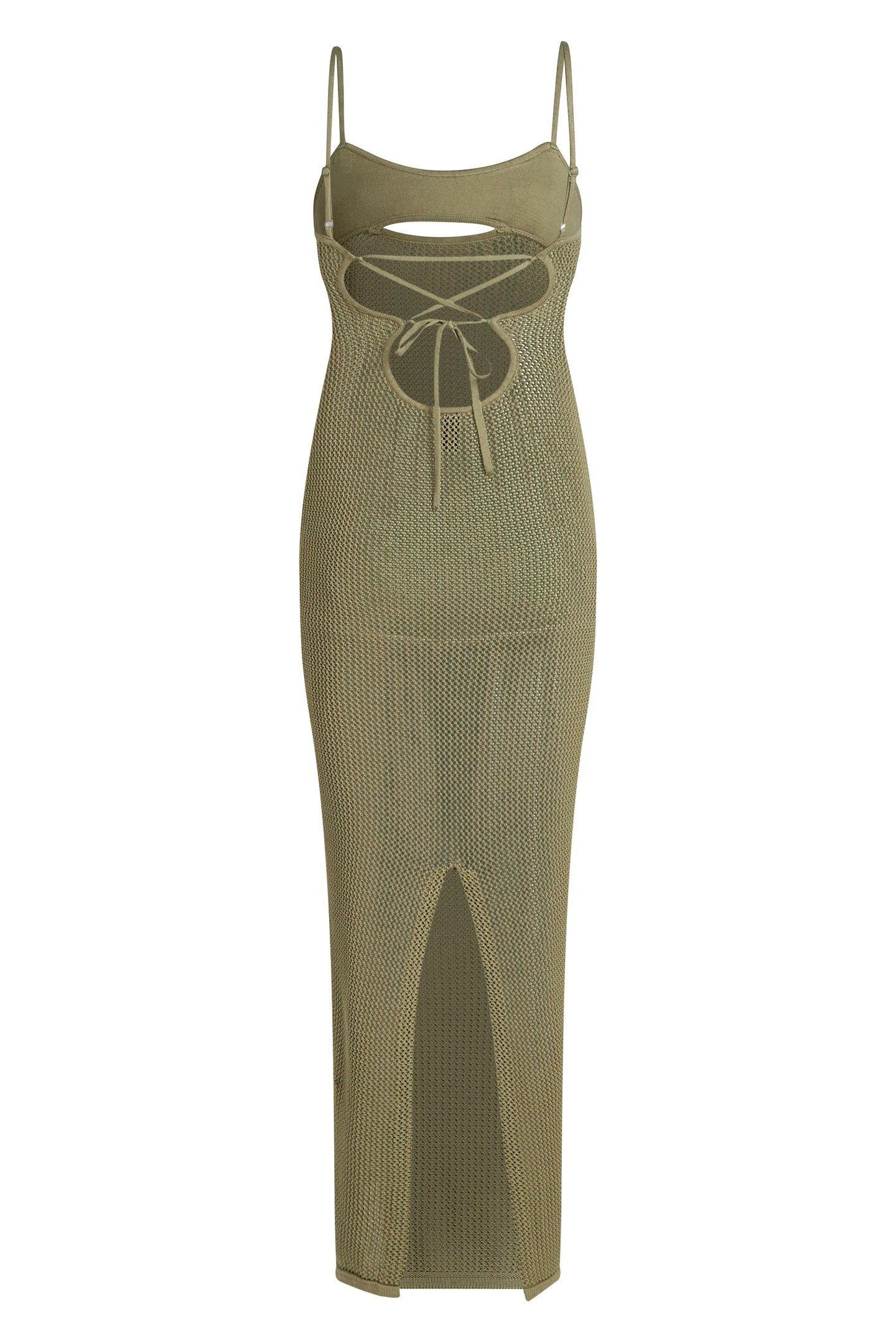 CROCHET MAXI BEACH DRESS OIL GREEN 4