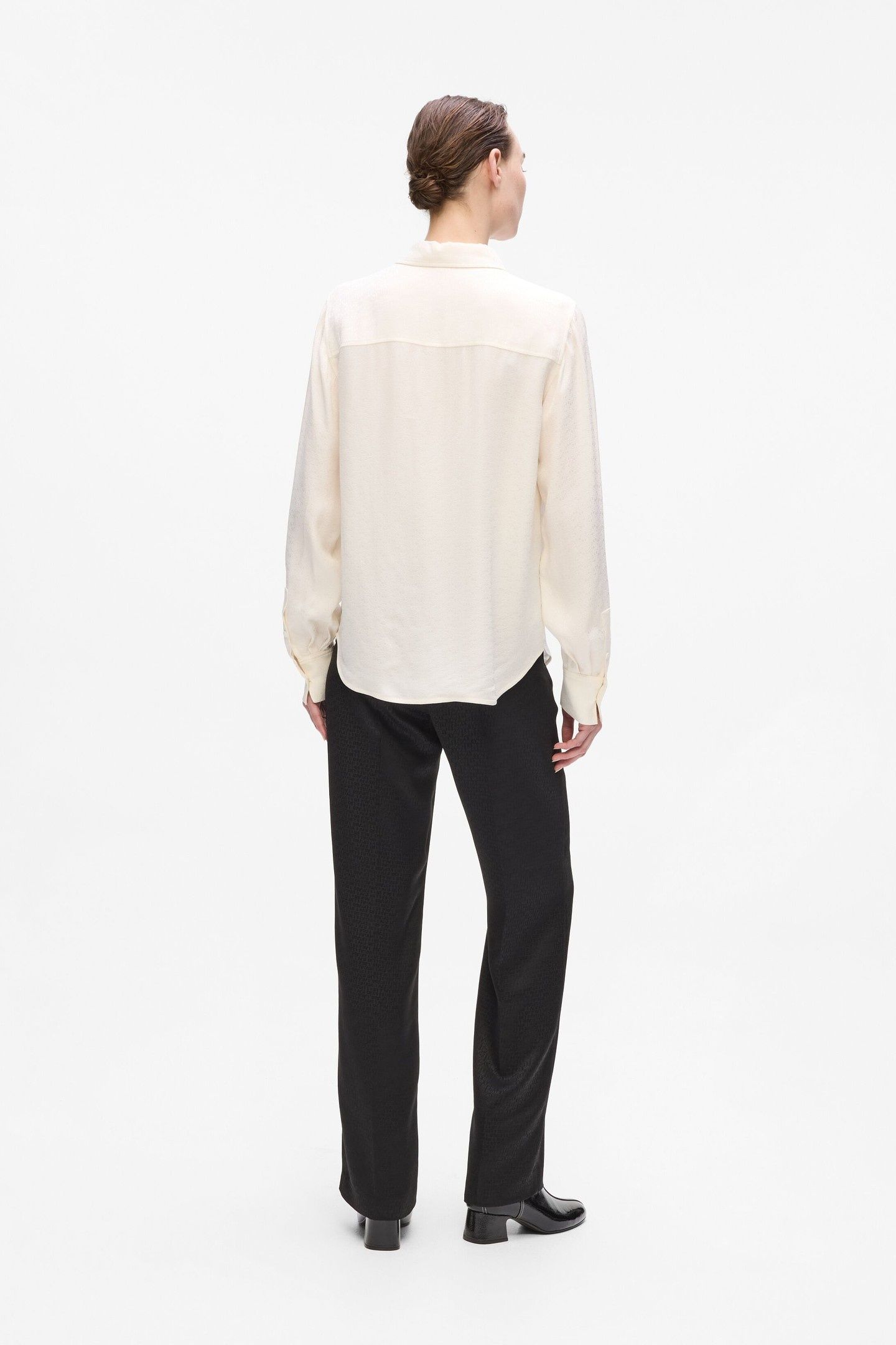 LOGO JACQUARD FLUID BLOUSE ELONGATED LOGO PRISTINE 4
