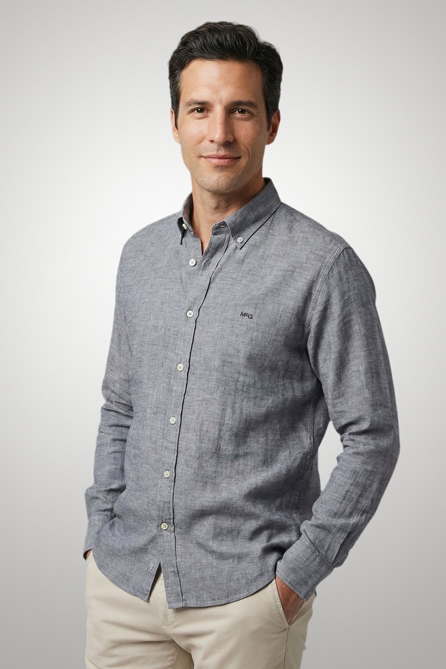 COTTON/LINNEN SHIRT NAVY 1