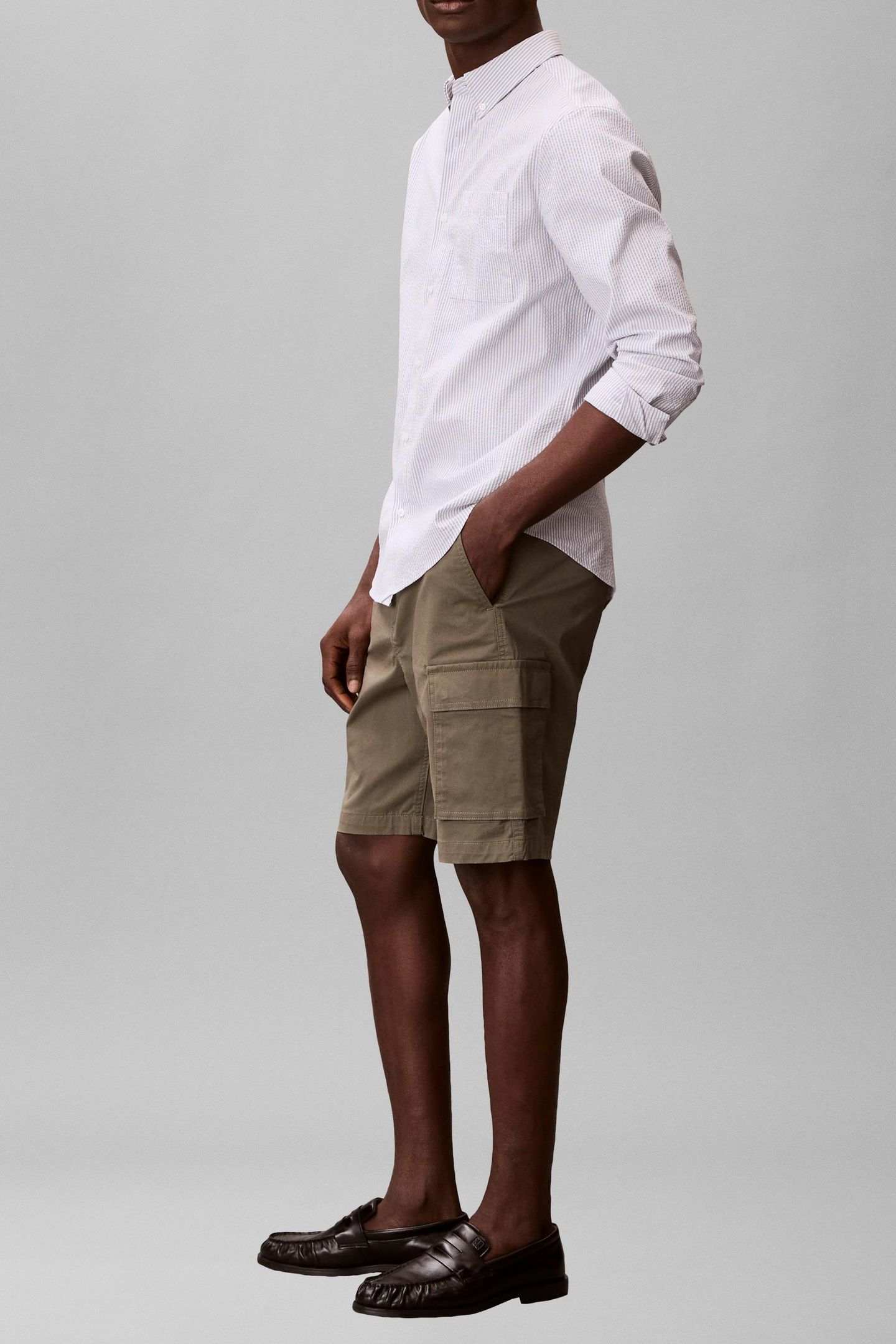 STRAIGHT COMFORT COTTON SHORTS DUSTY OLIVE 4