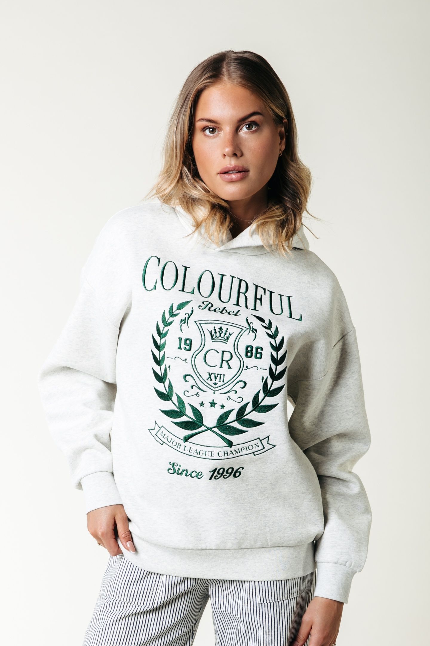 COLLEGE 1986 EMBRO CLEAN HOODIE LIGHT GREY MELANGE 1