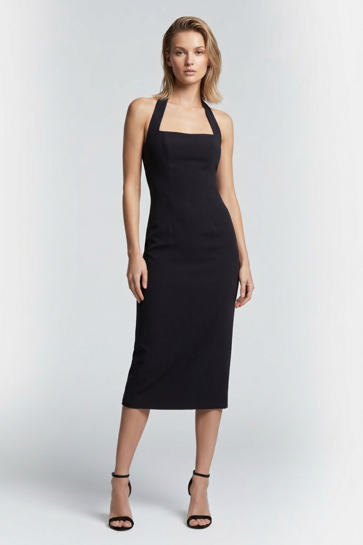 HALTER MIDI DRESS NAVY 1