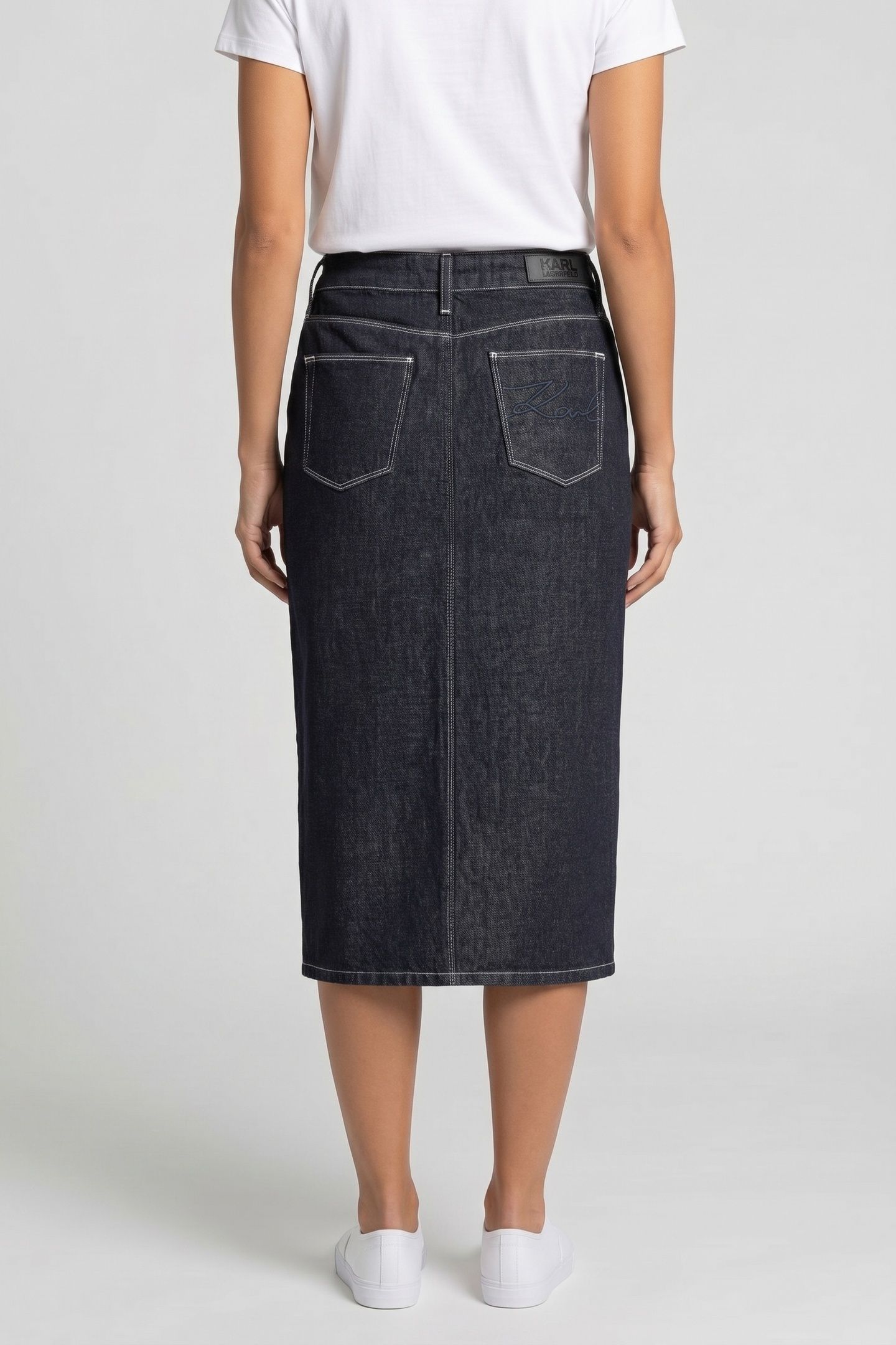 BUTTON DENIM SKIRT DARK BLUE DENIM 2