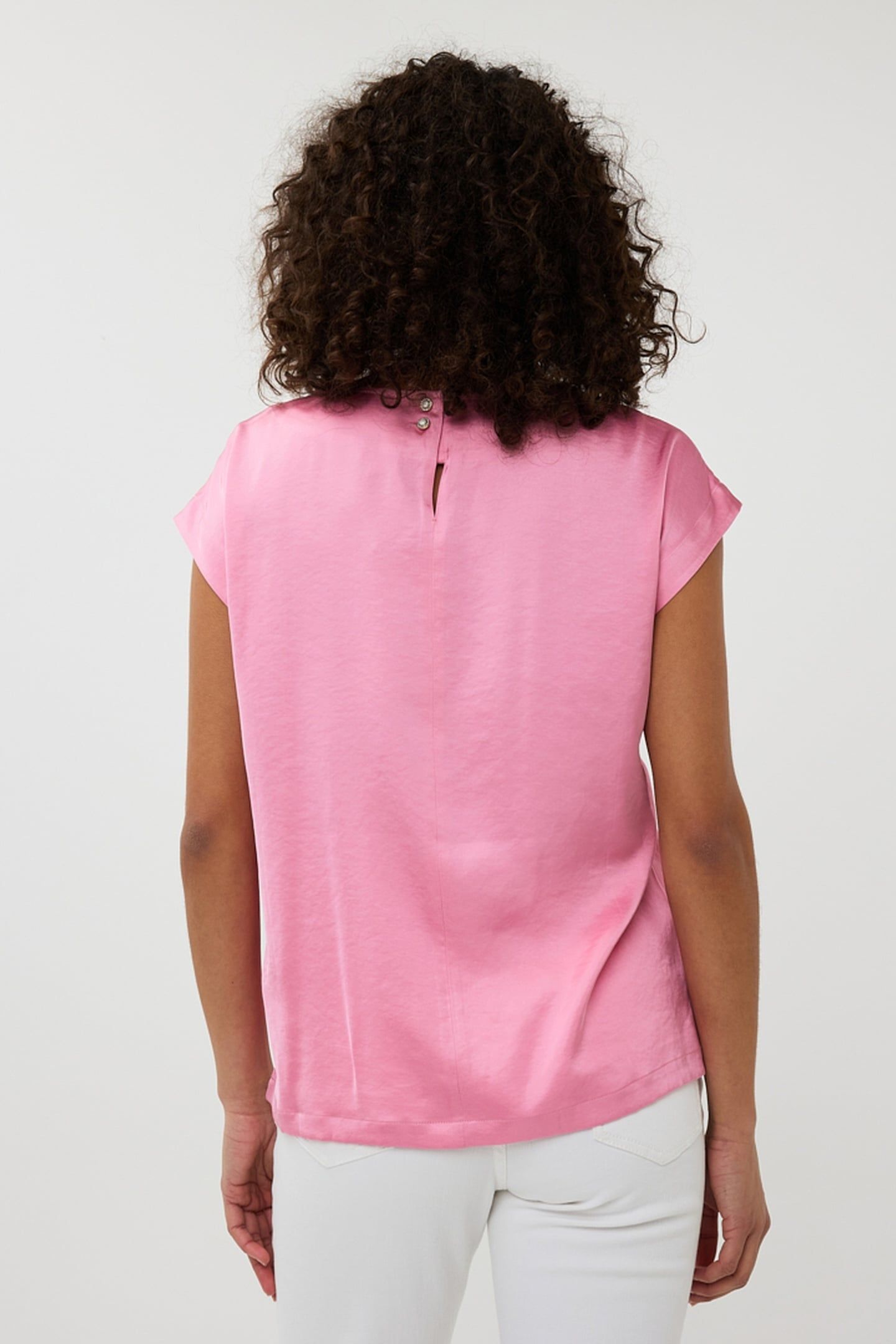 BLOUSE R-NECK SATIN LOOK ROSE 3