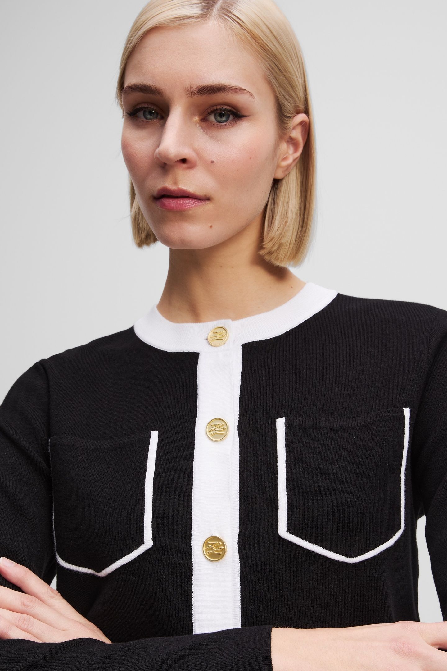 BW KNIT CARDIGAN WHITE/BLACK 3