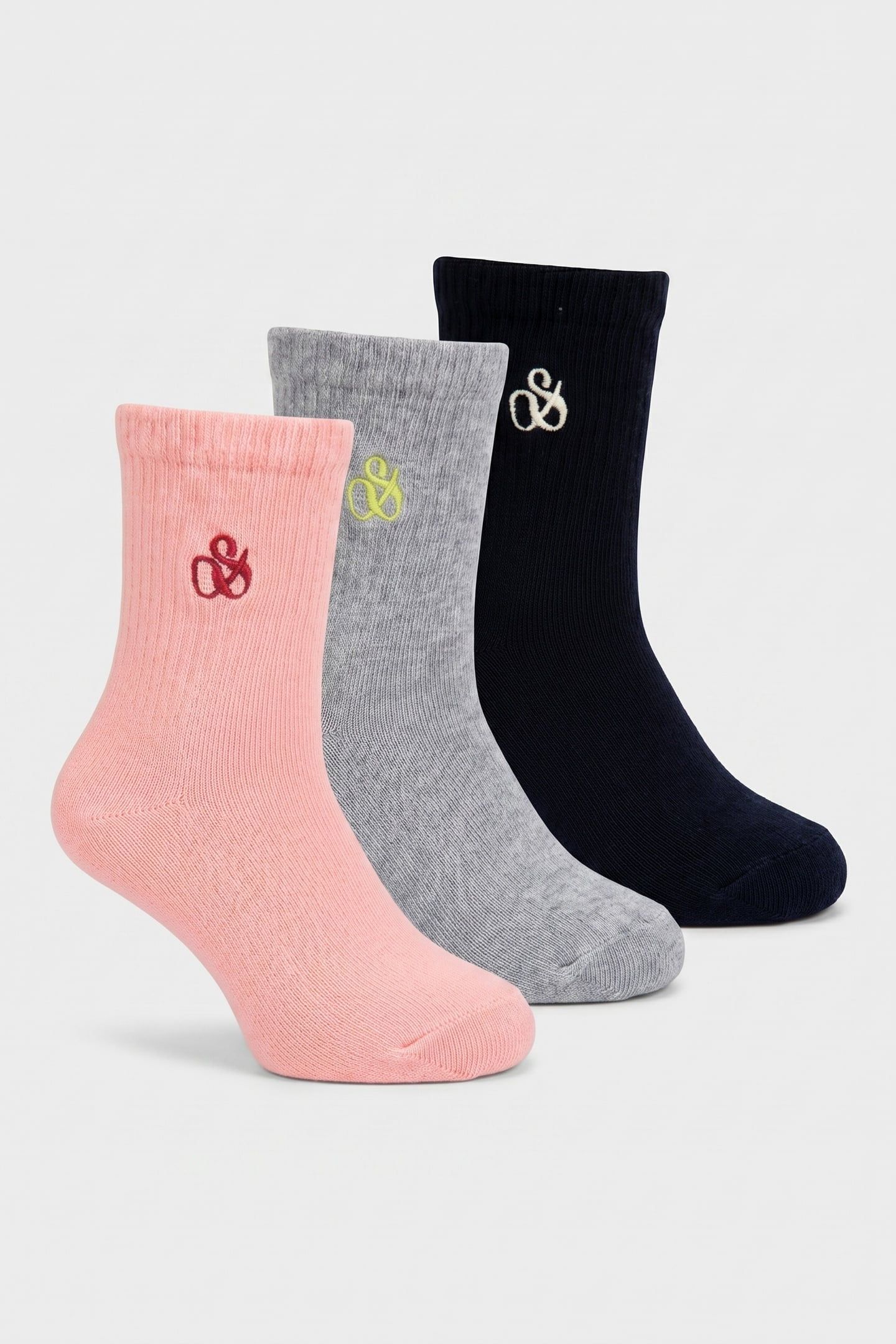 GIRL 3PK GIRLS 1/2 TERRY CREW PINK 3