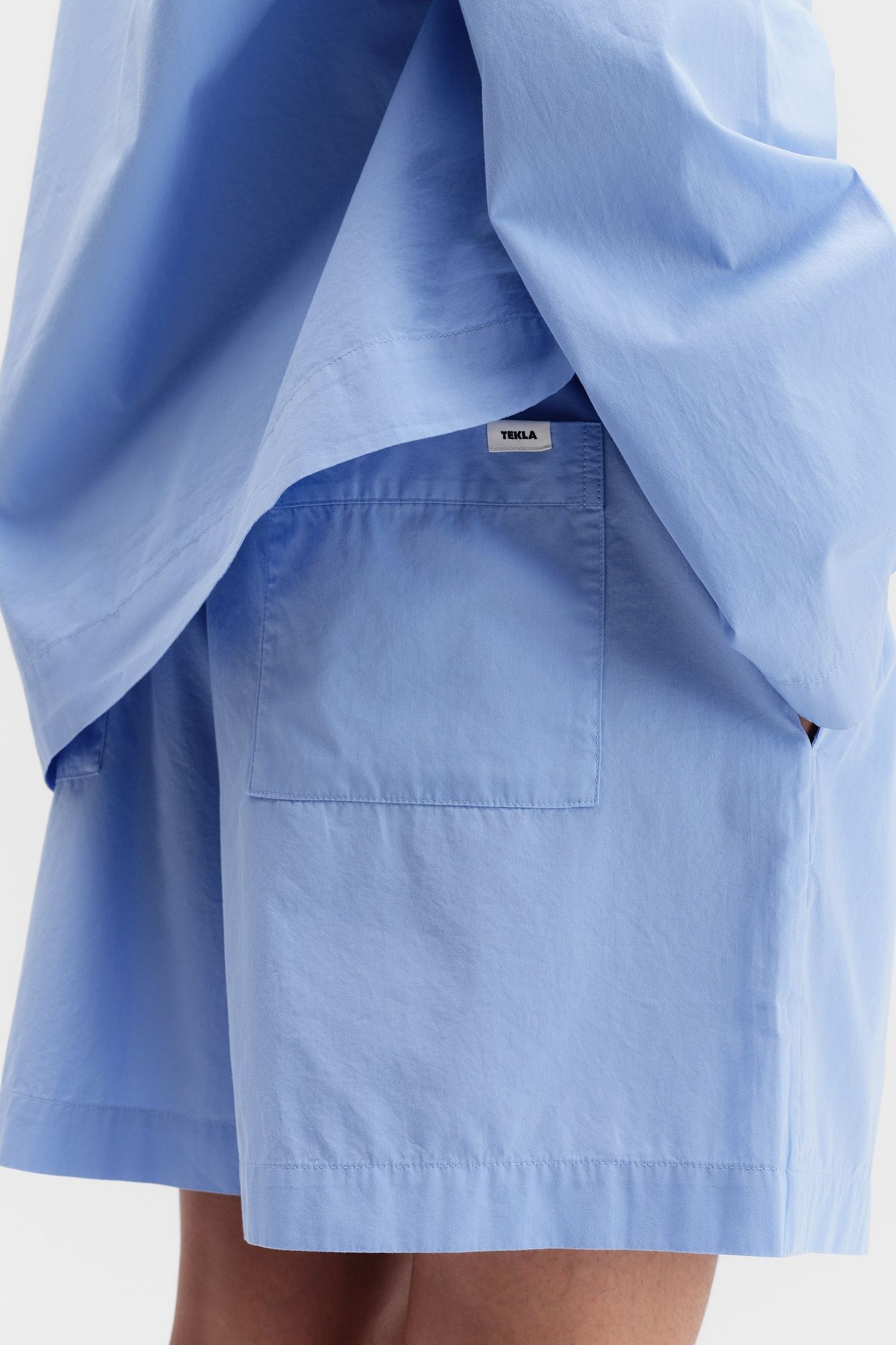 UNISEX POPLIN, PYJAMAS SHORTS CORNFLOWER BLUE 5
