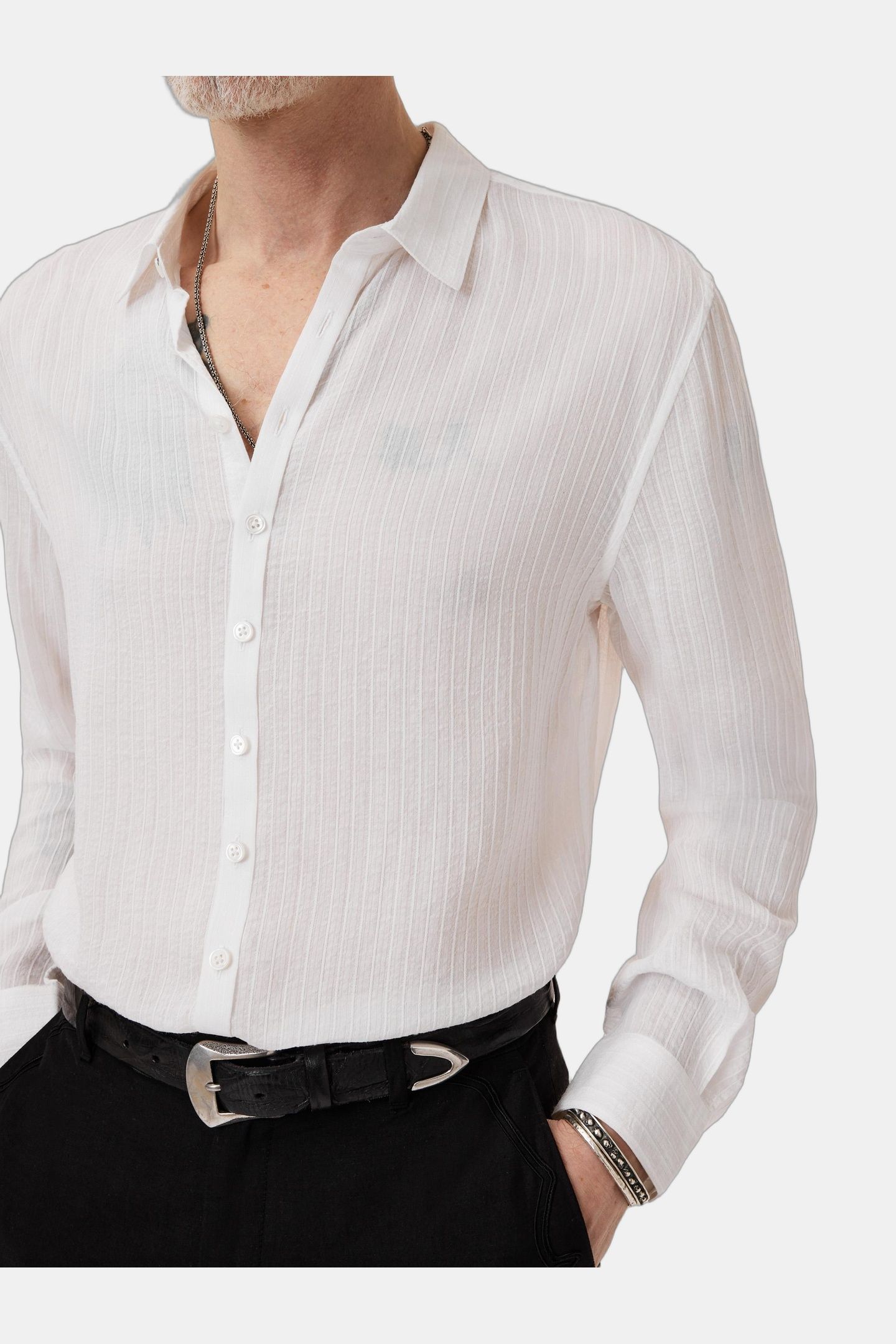 BUCKS SHIRT - MULTI BUTTON SLIM FIT SHIR CHALK 3