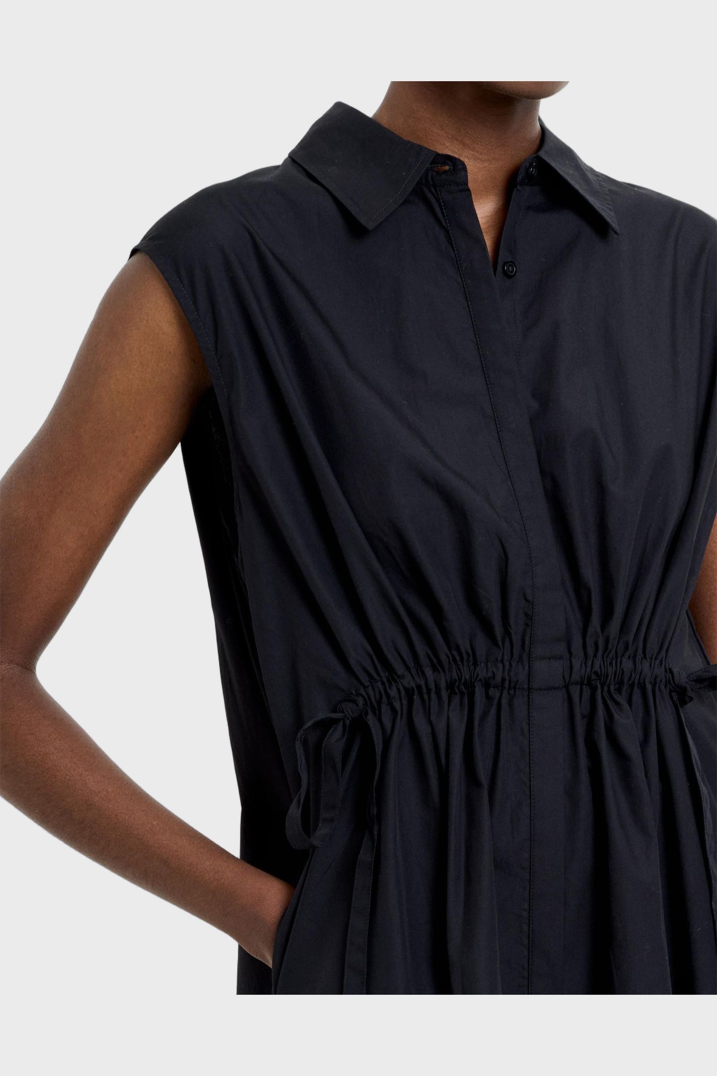 POPLIN TIE SLVLESS DRESS K BLACK 4