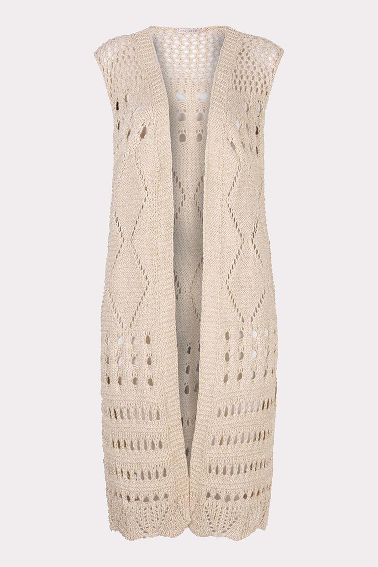 GILLET LONG FANCY OPEN KNIT LUREX LIGHT SAND 4