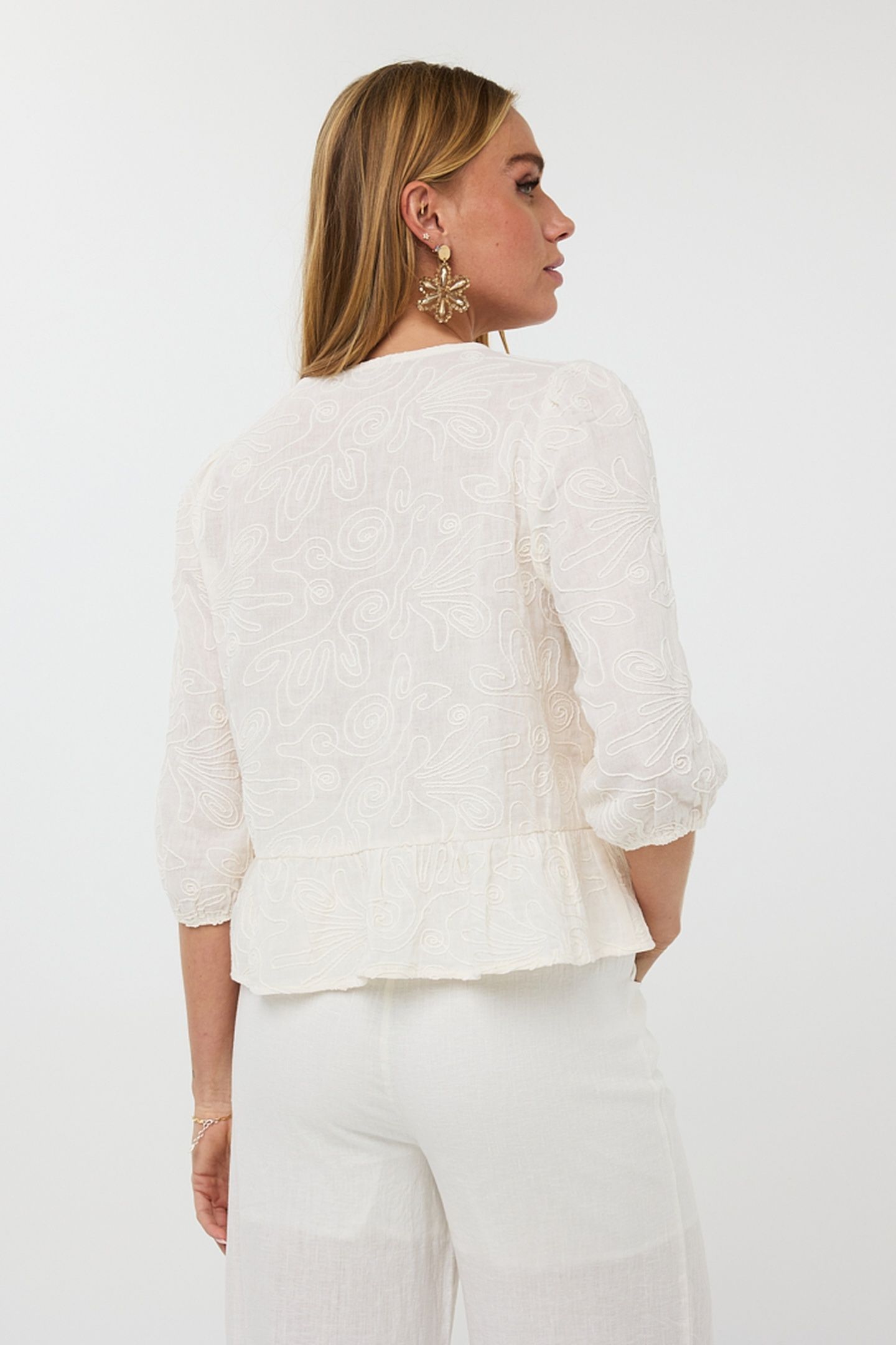 BLOUSE 3D EMBROIDERY LIGHT SAND 4