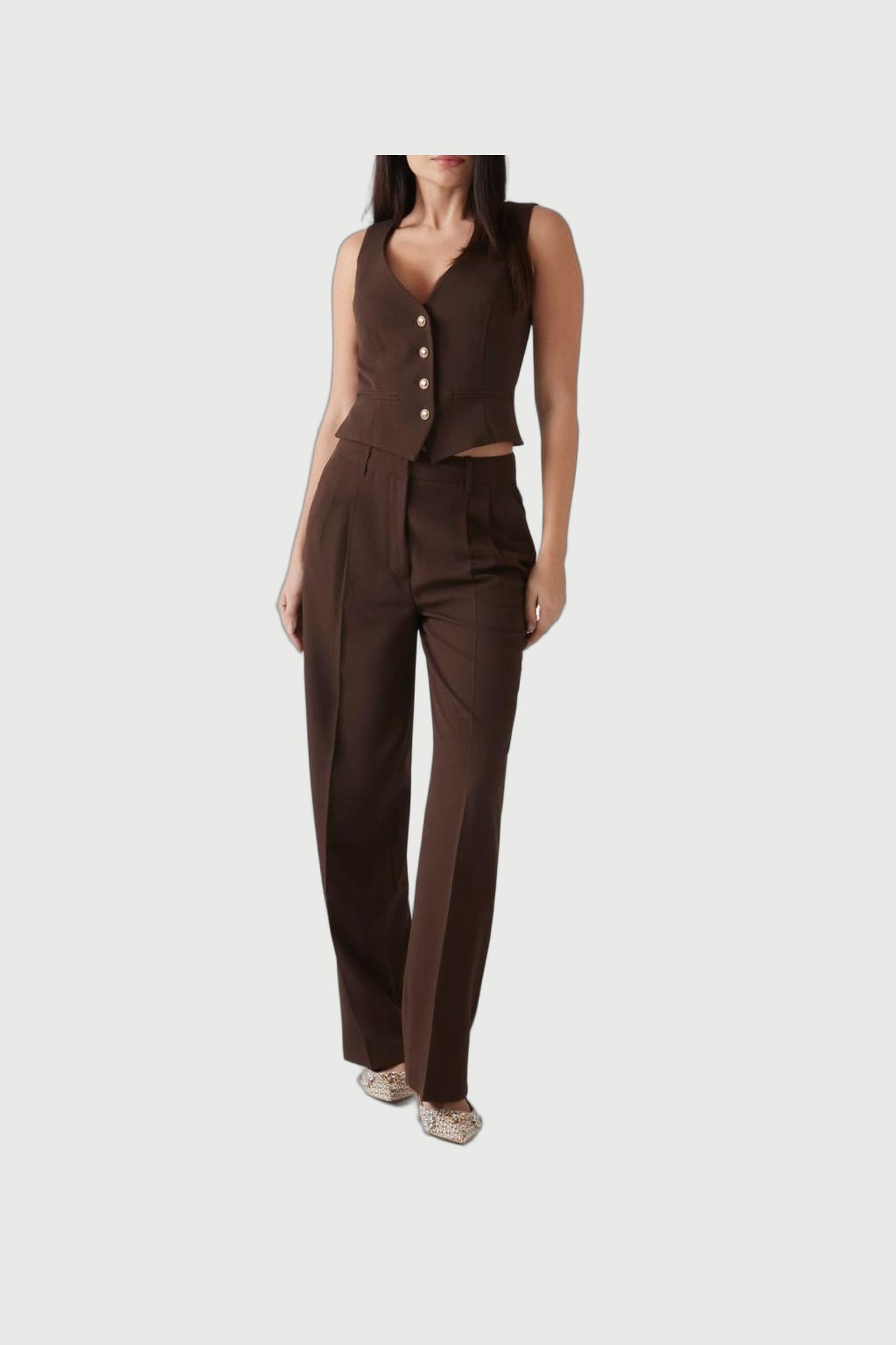 GUESS ECO MATEA SUIT VEST REGAL BROWN MULTI 1