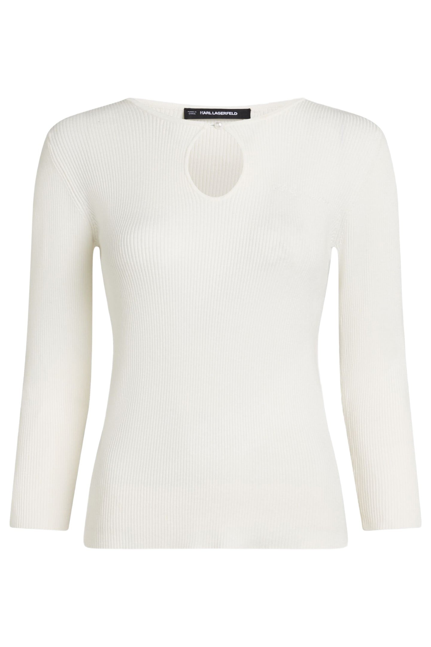 KEYHOLE DETAIL KNIT TOP SNOW WHITE 1