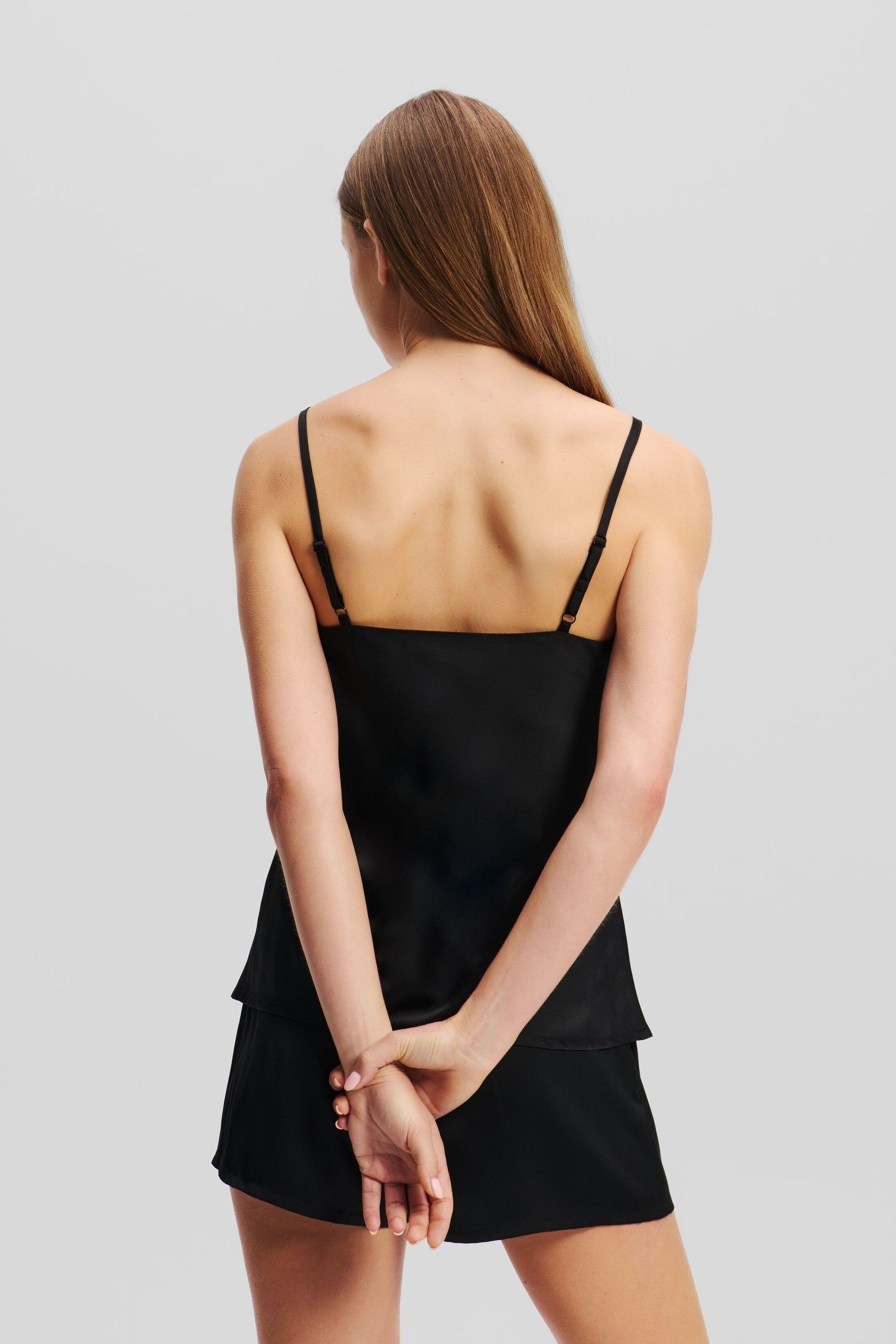 ESSENTIAL LOGO SATIN PJ SET BLACK 4