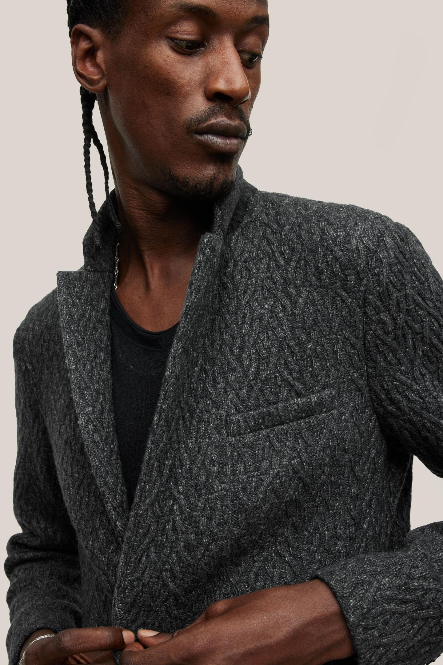 PENN LS TWIST CABLE SWEAT CHARCOAL HTR 3