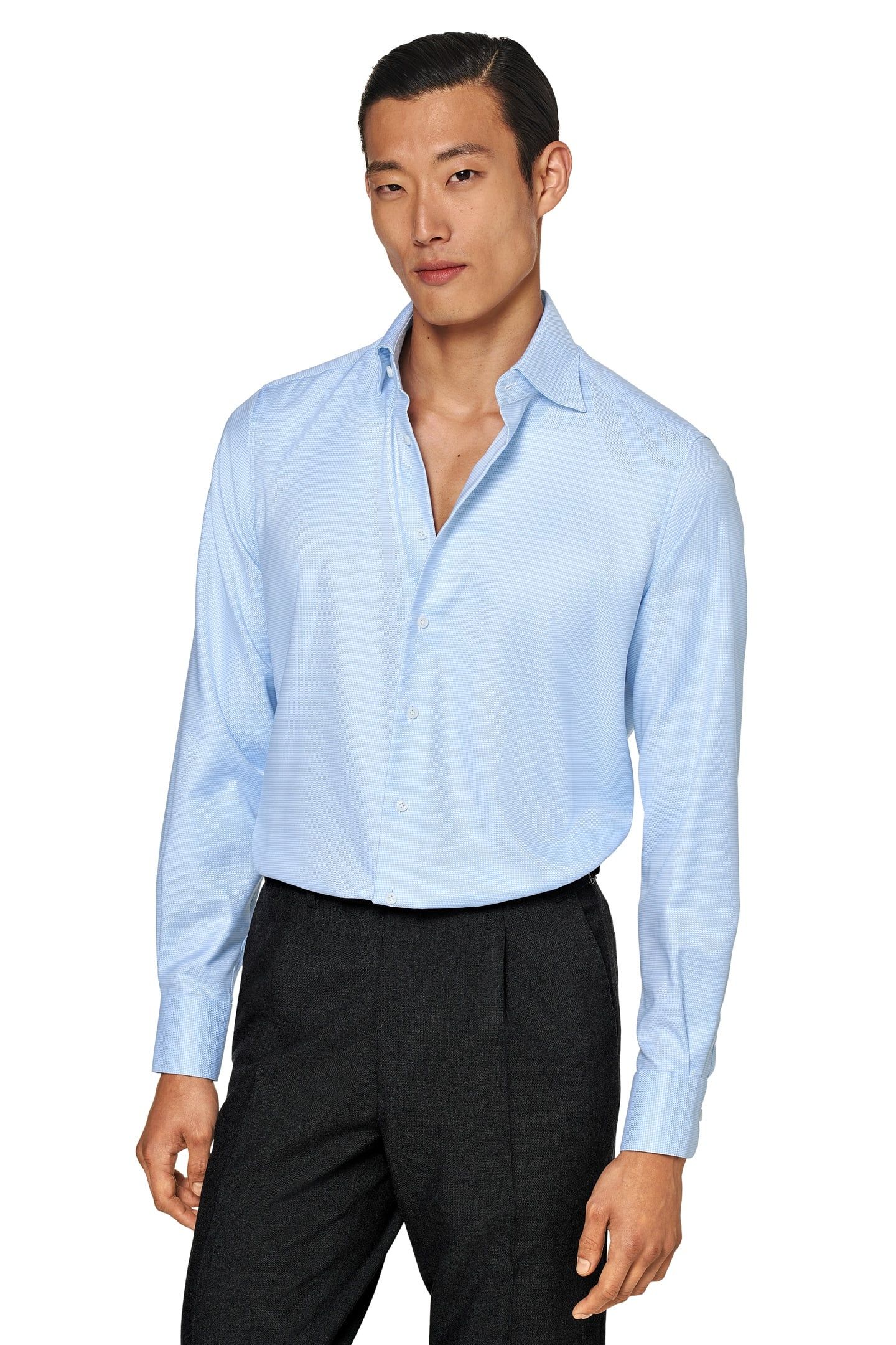 TRAVELLER L.BLUE HOUNDSTOOTH FORMAL SHIRTS LIGHT BLUE 2
