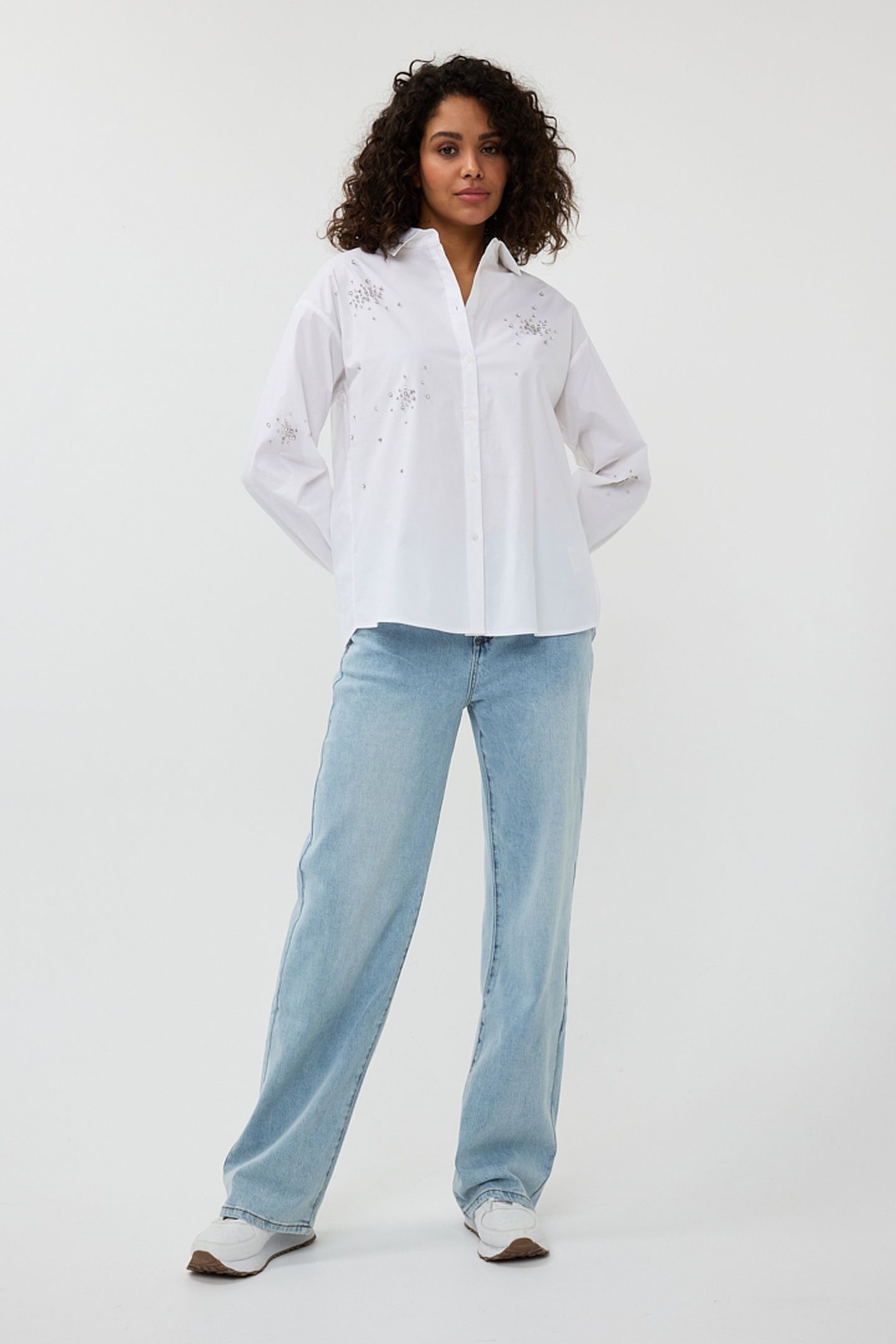 BLOUSE POPLIN RHINESTONES OFF WHITE 1
