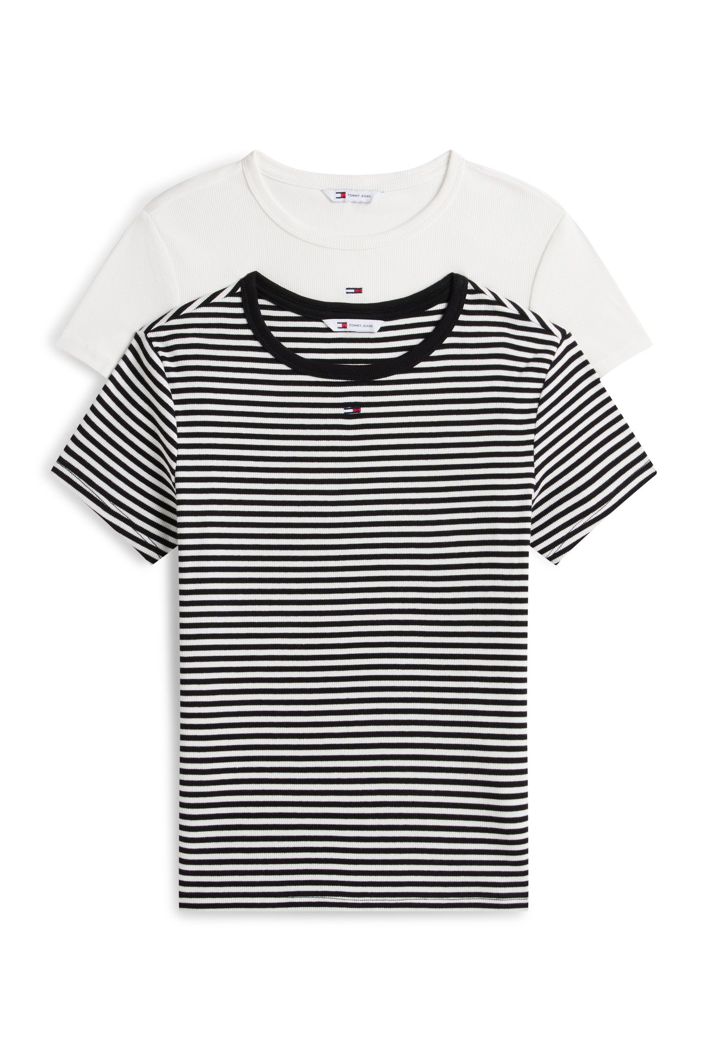 TJW 2-PACK SLIM ESSENTIAL T-SHIRT ECRU/ BLACK WHITE STRIPE 1
