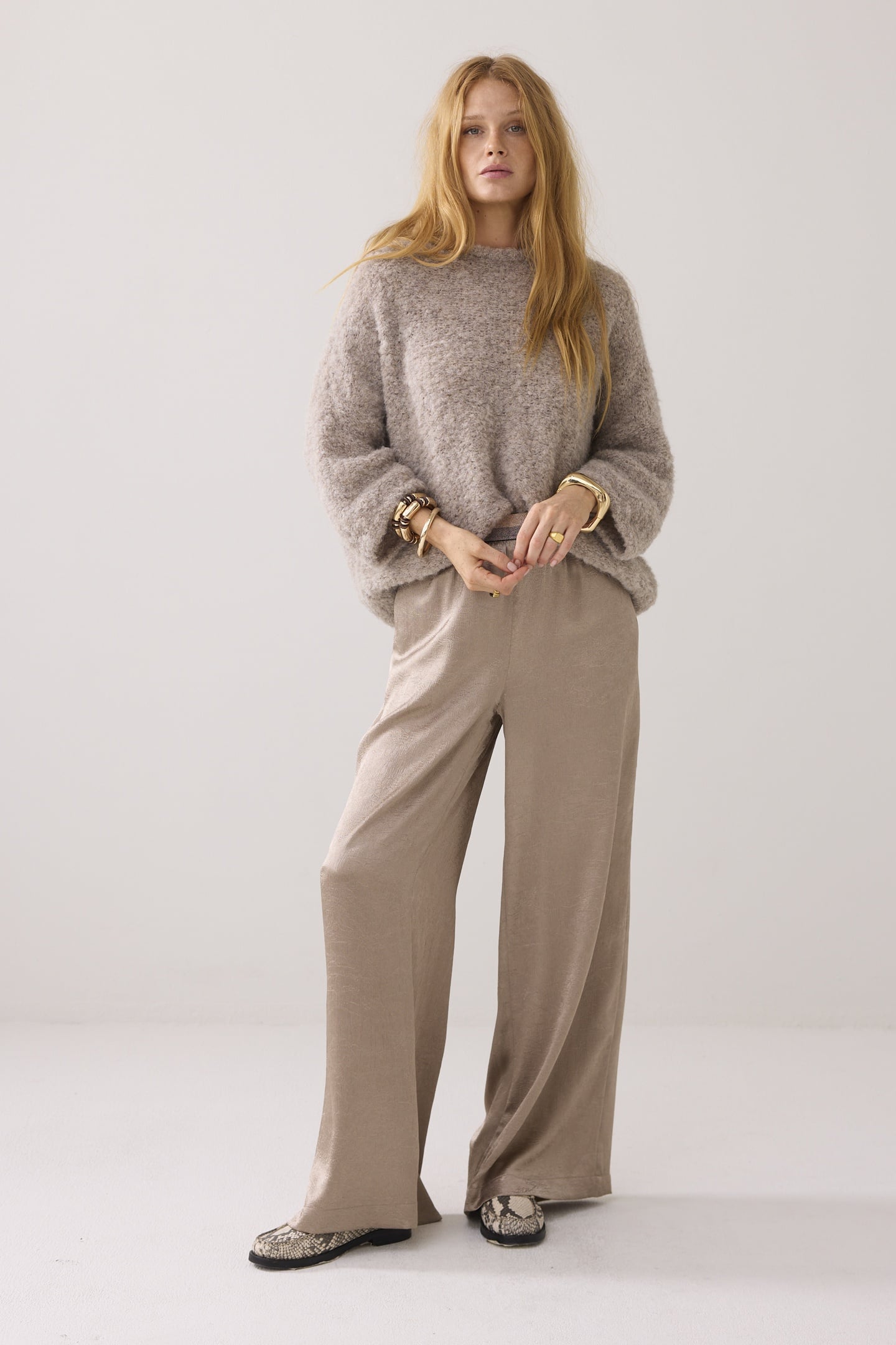 TROUSERS CRINKLE SATIN FUNGHI 1