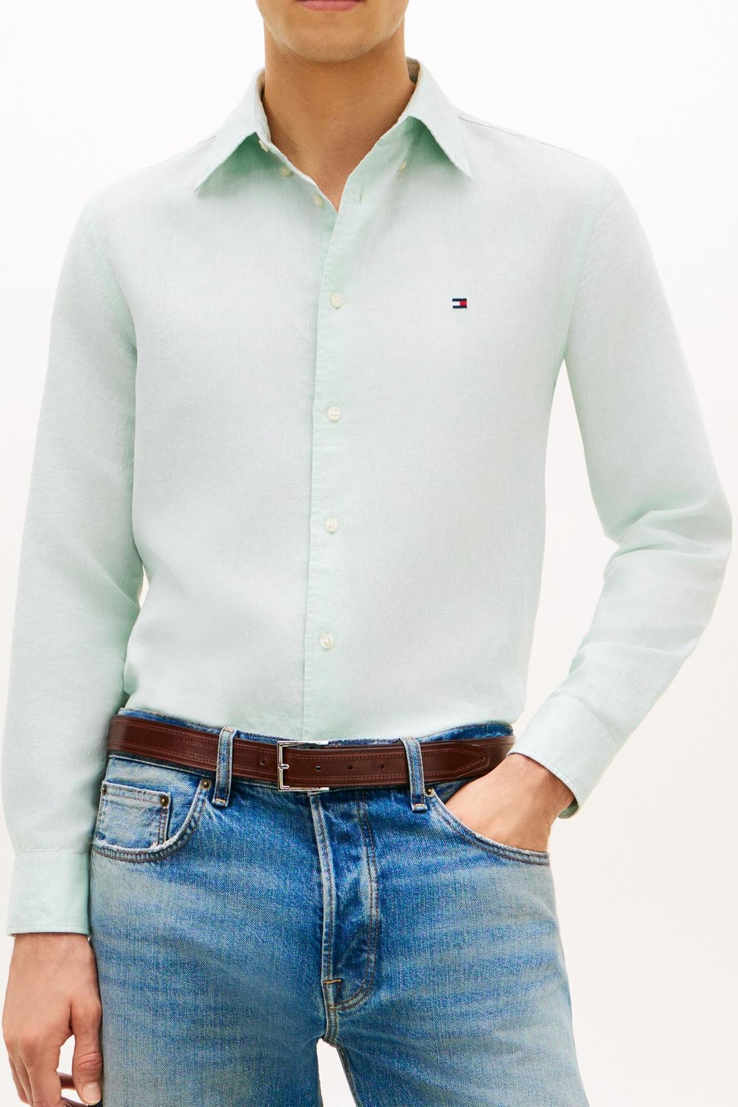 LINEN BLEND DOBBY RF SHIRT CRUSHED MINT 1