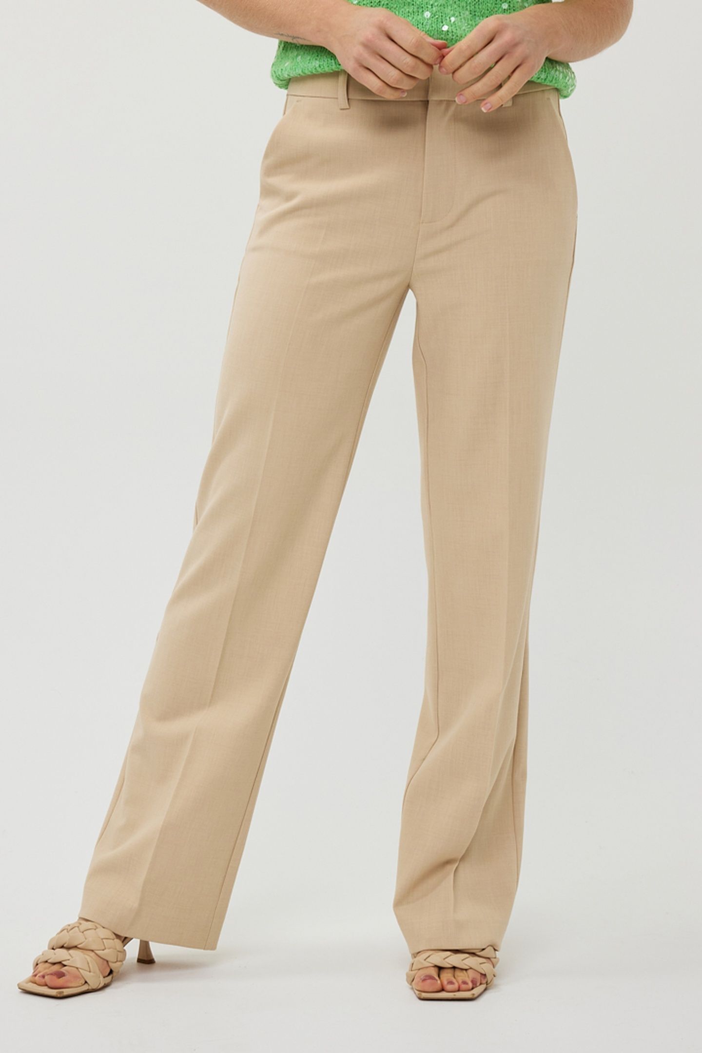 TROUSERS STRAIGHT LEG MELANGE SAND 1