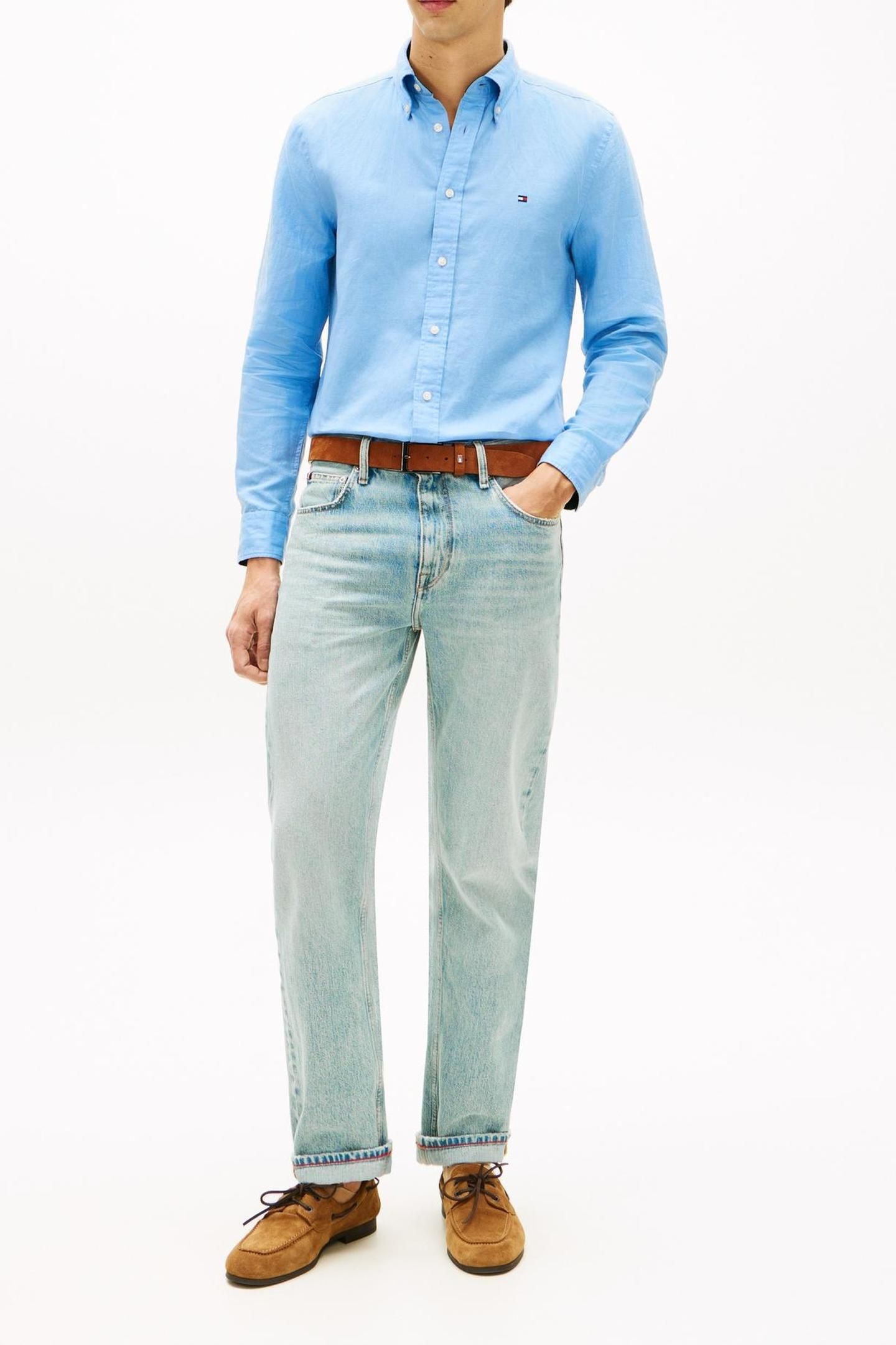 LINEN BLEND SOLID SHIRT CLOUDY BLUE 2