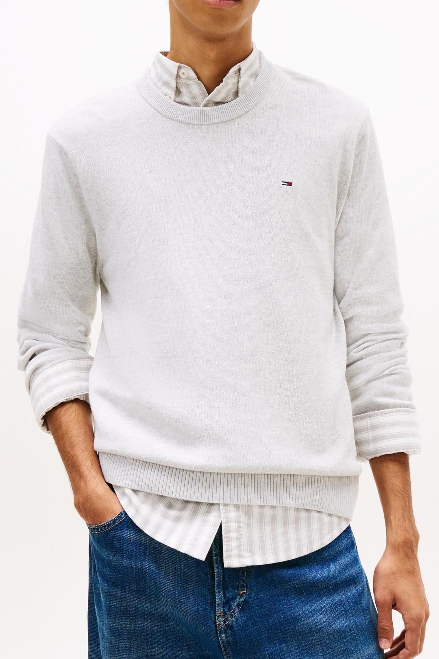 TJM SLIM ESSENTIAL LIGHT SWEATER ICE GREY HEATHER 1