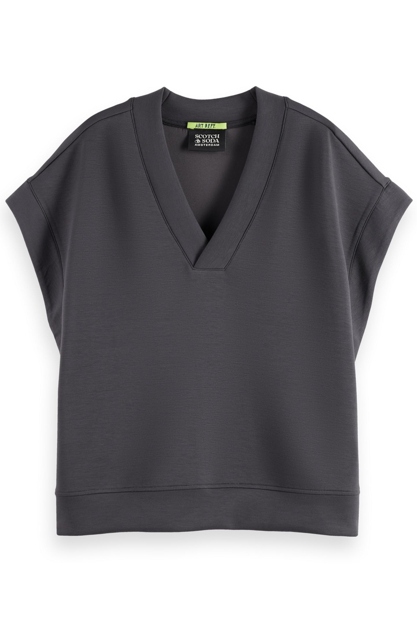 V-NECK SLEEVELESS MODAL SWEATSHIRT CHARCOAL ART 4