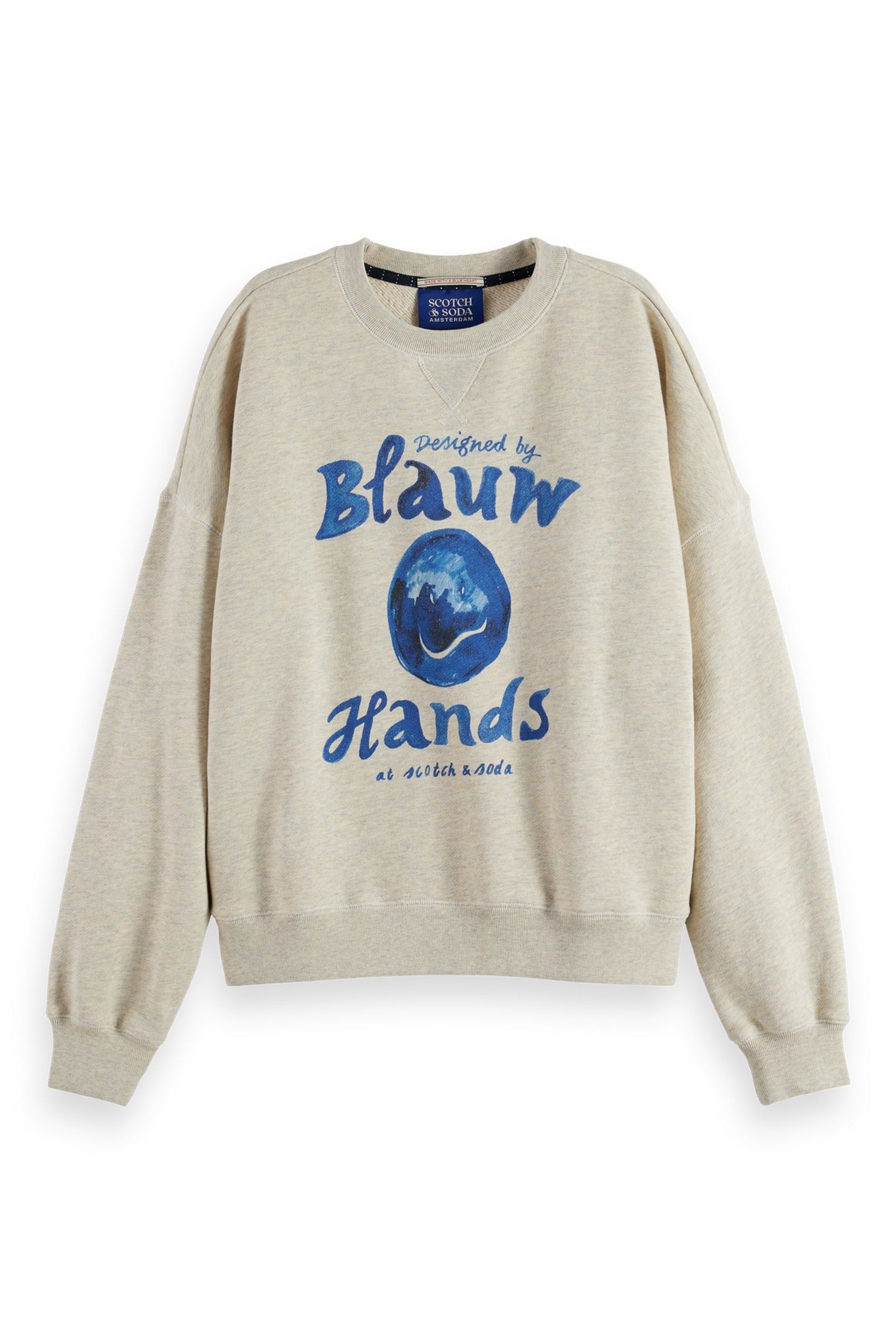 WASHED OVERSIZED FIT SWEATSHIRT WITH GRAPHIC ECRU MELANGE 4