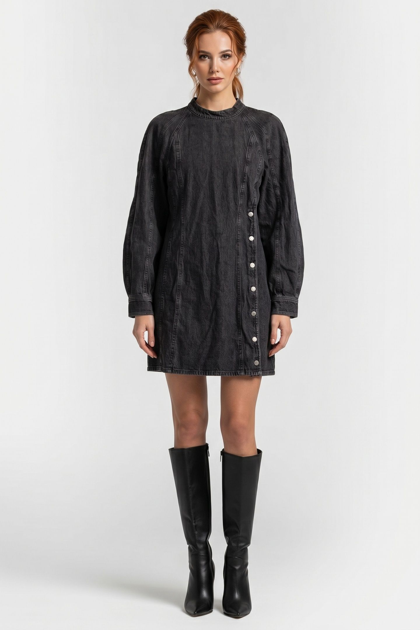 PA ETIENNA DENIM DRESS SPEED GREY 1